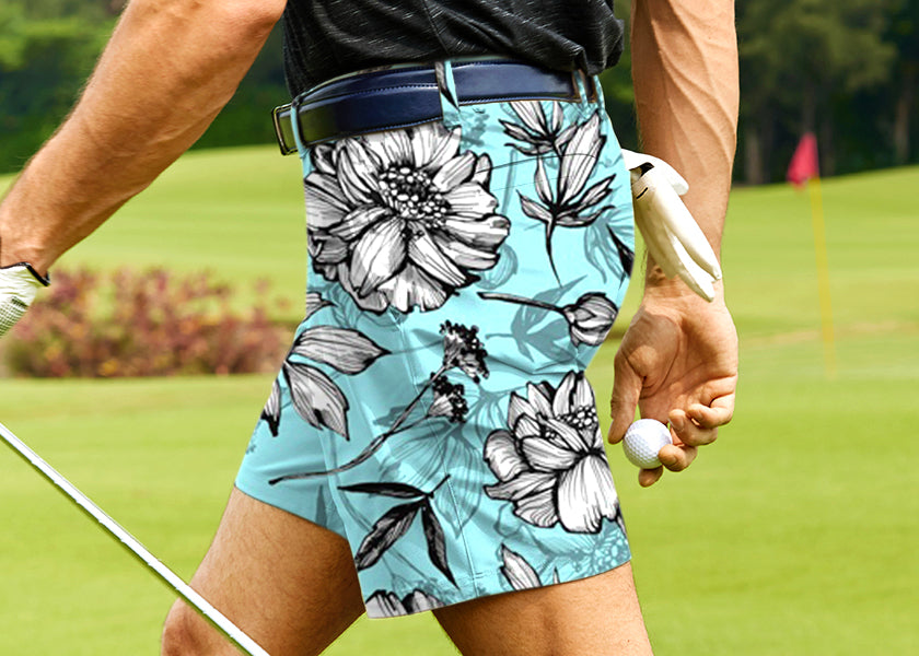 Men Blue Tropics Golf Shorts