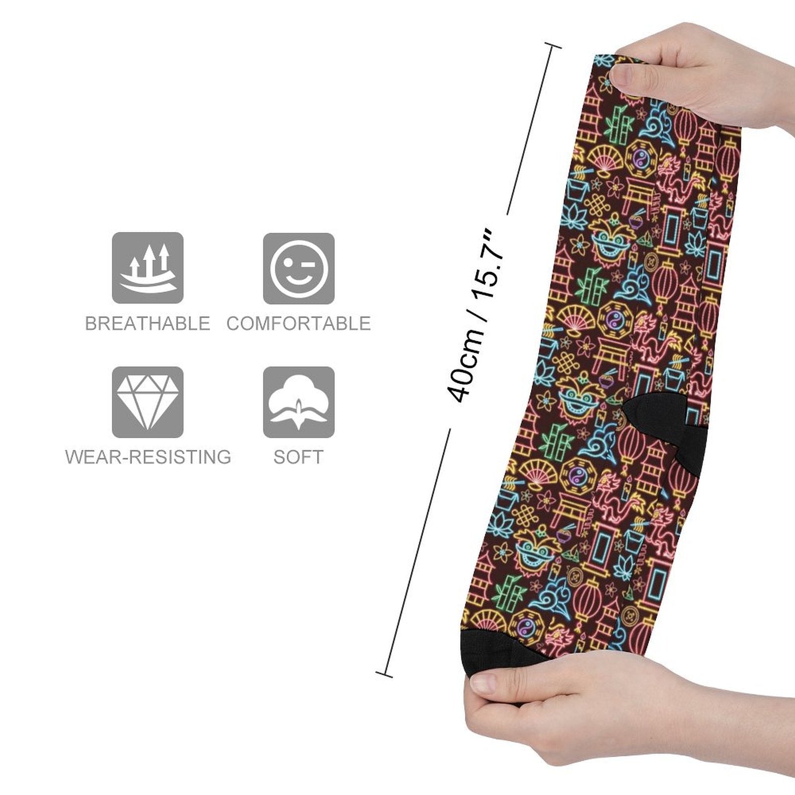 Neon Chinese New Year Prined socks Gifts for Men Women