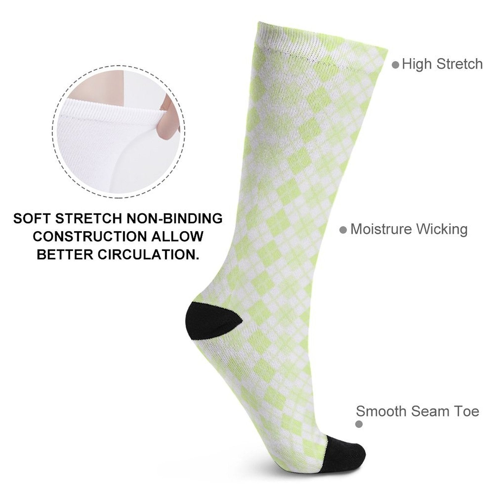 green grid Prined socks Gifts for Men Women