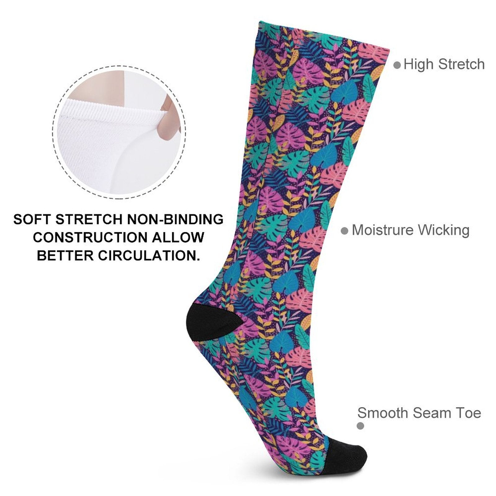 Tropical palm leaf Prined socks Gifts for Men Women