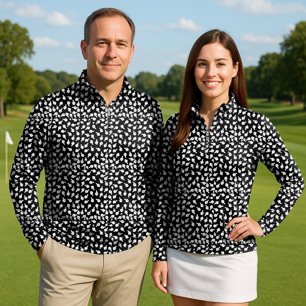 Middle Finger Couple Golf Active 3/4 Zipper Top Long Sleeves