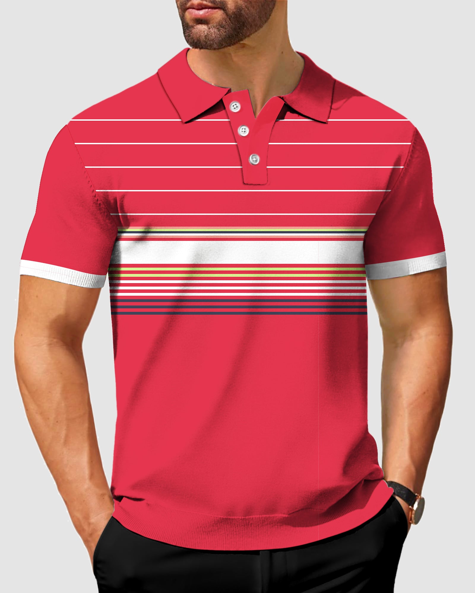 Men's Mix Horizontal Stripes-Stripe Series Polo