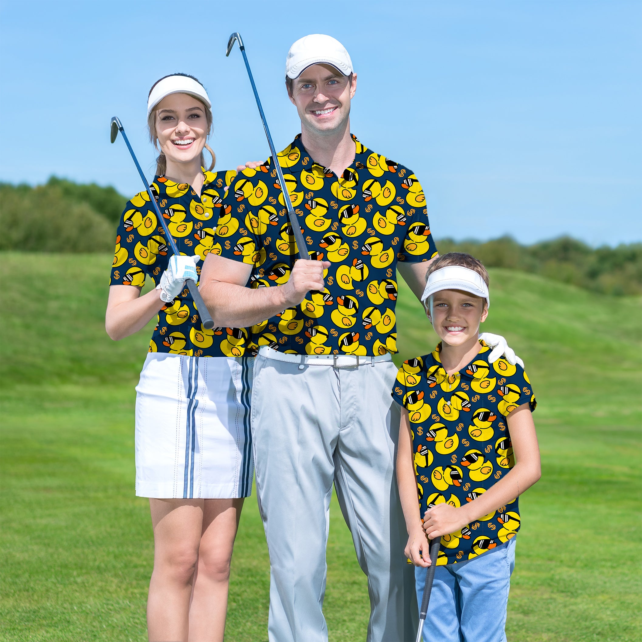 Yellow duck Golf Polo Men Women youth family set