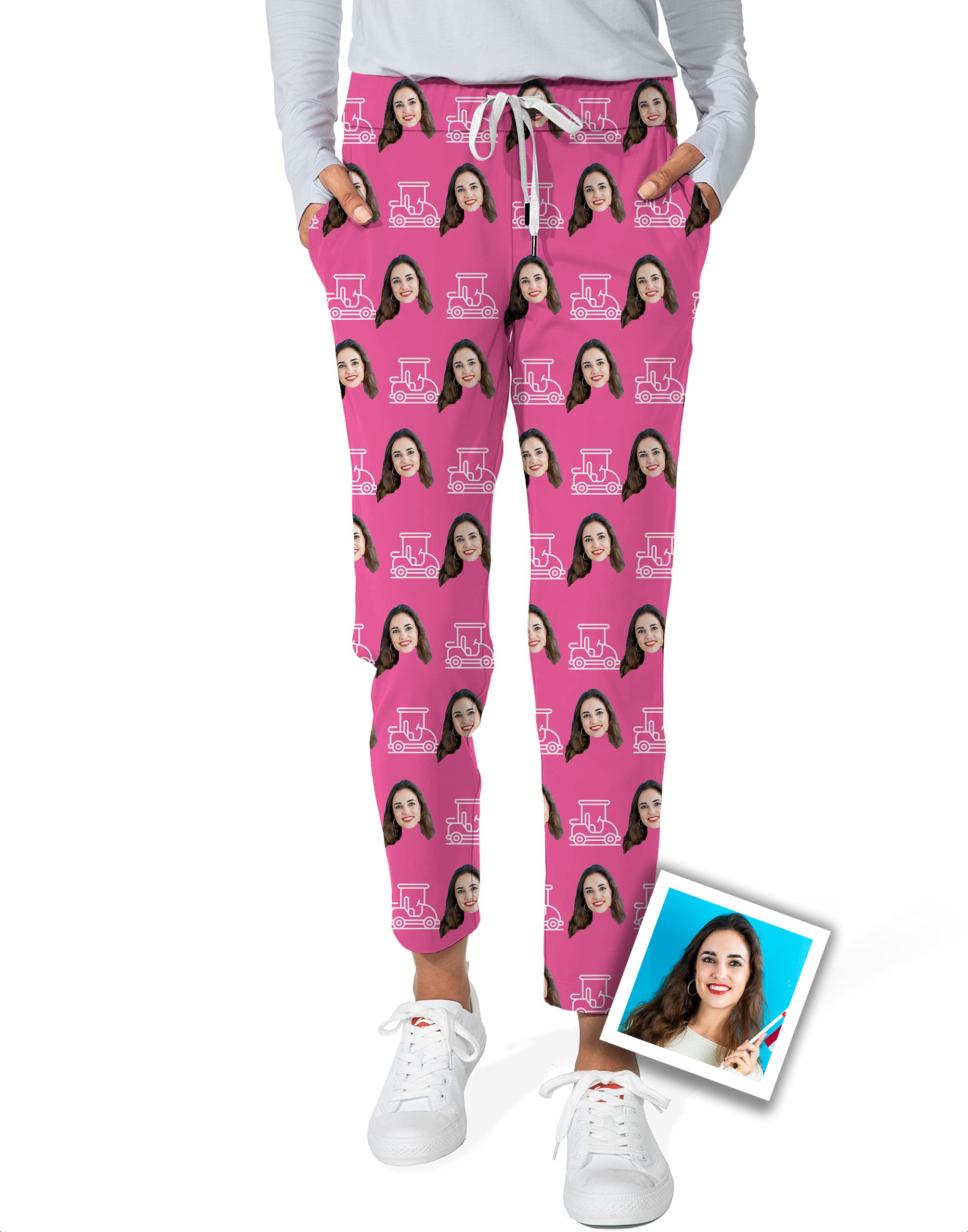Custom Photo Funny Face Women's 7/8 Stretch Ankle Golf Pants Gift