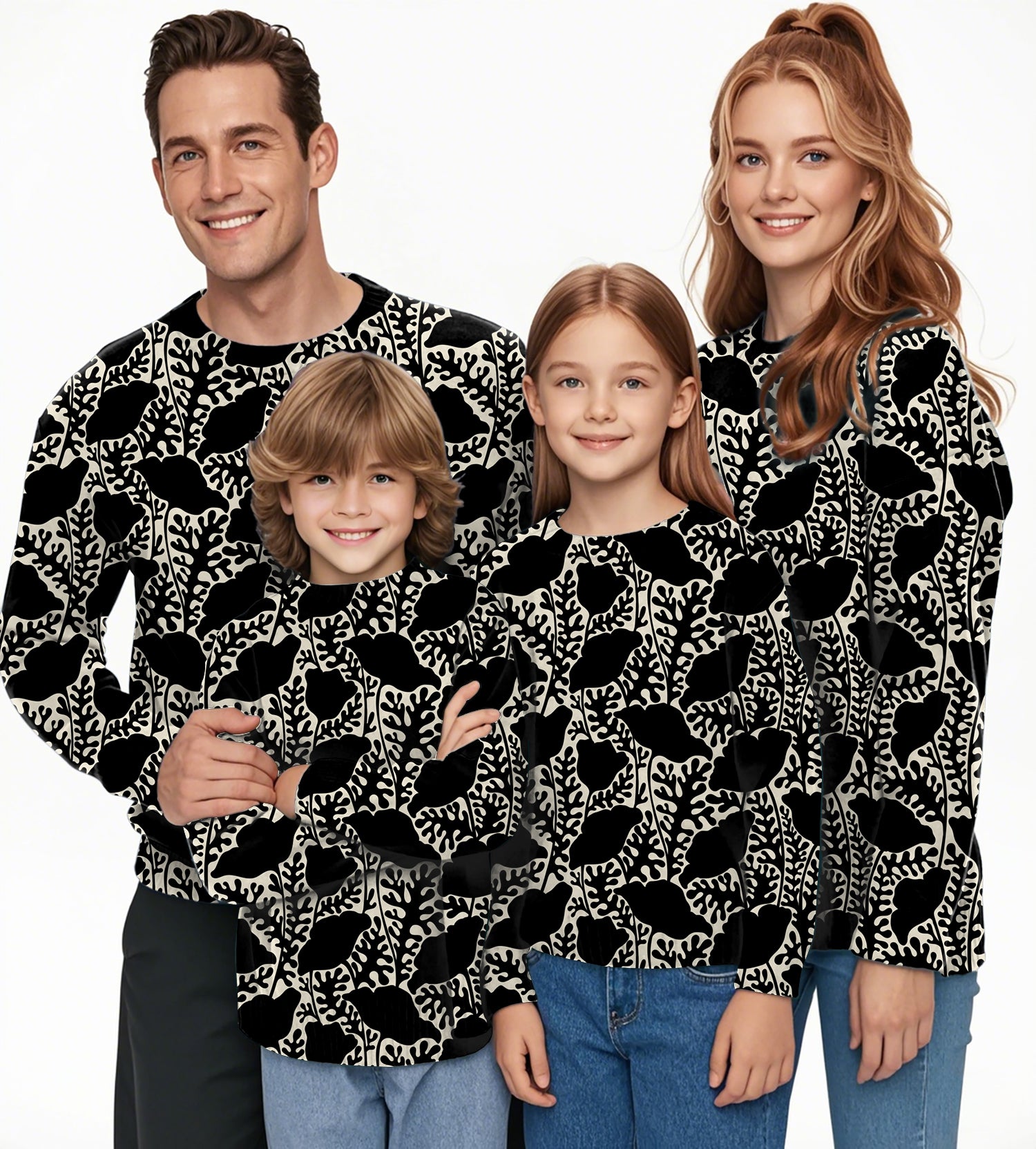 Monochrome Bloom Crewneck Pullover Ugly Sweater Men Women boy girl family