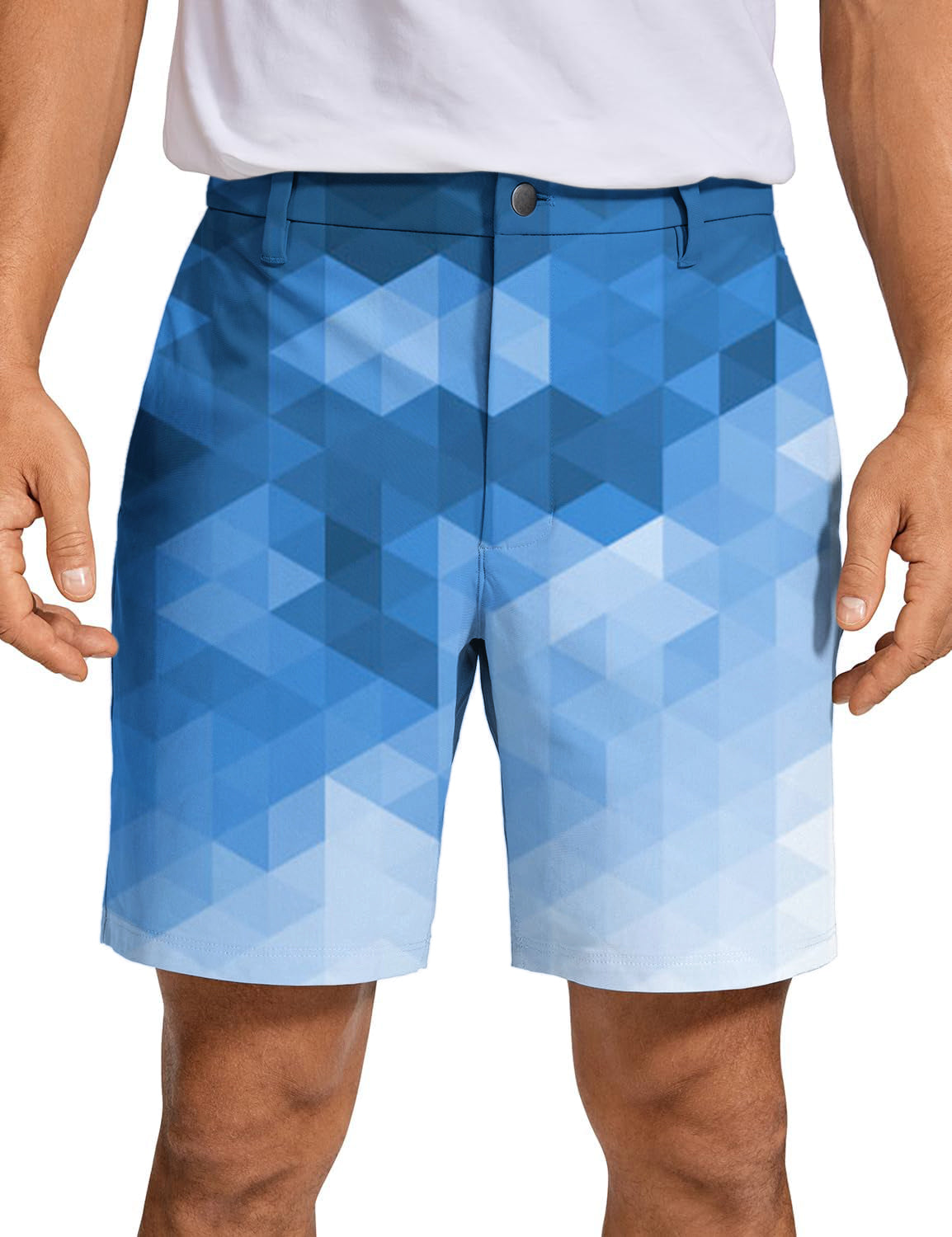Men's Abstract Blue Background With Triangular Pattern Golf Shorts