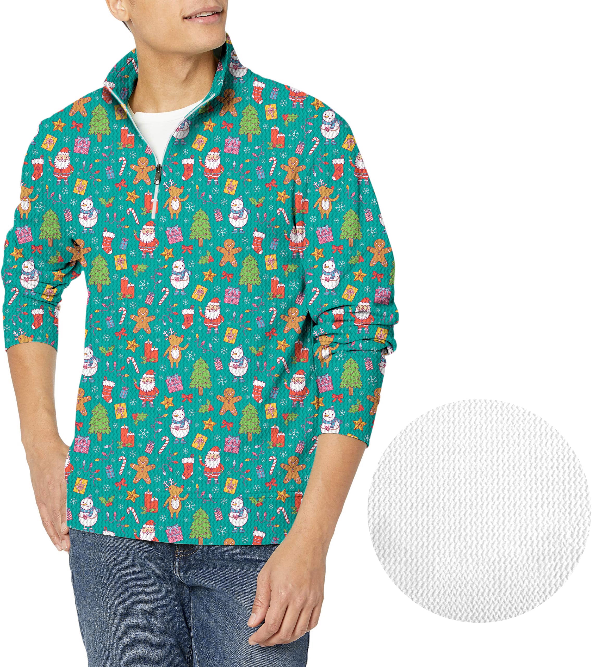 Merry Christmas-Men's Golf Waffle Zipper Pullover