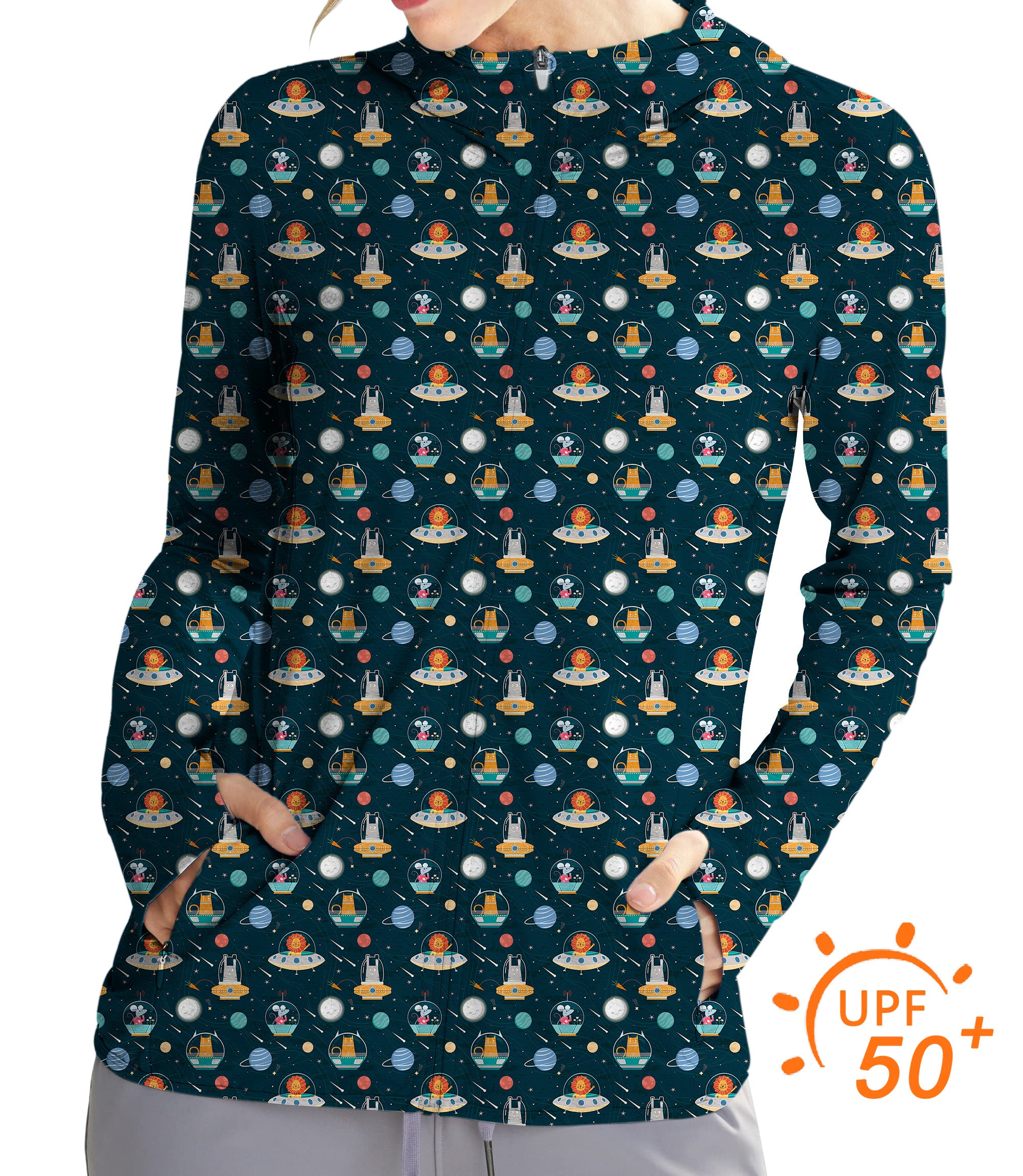 Women's Outdoor Space Friends Golf Sun Protection Slim Fit zip hoodies