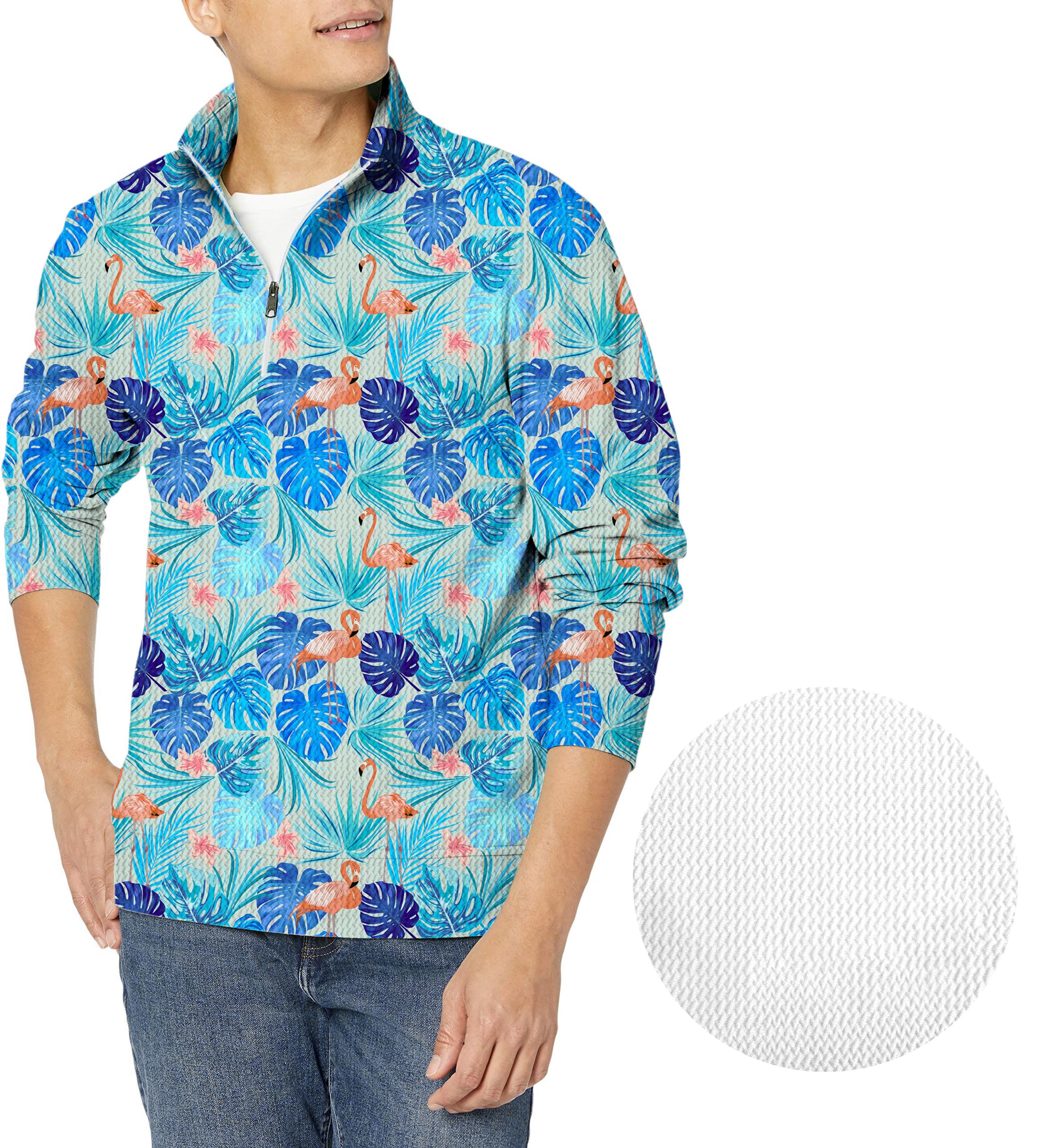 Cool Flamingos-Men's Golf Waffle Zipper Pullover