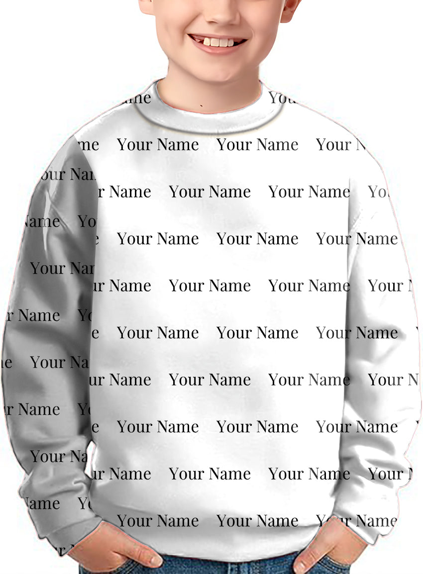 Custom name white Crewneck Pullover Kids Ugly Sweater