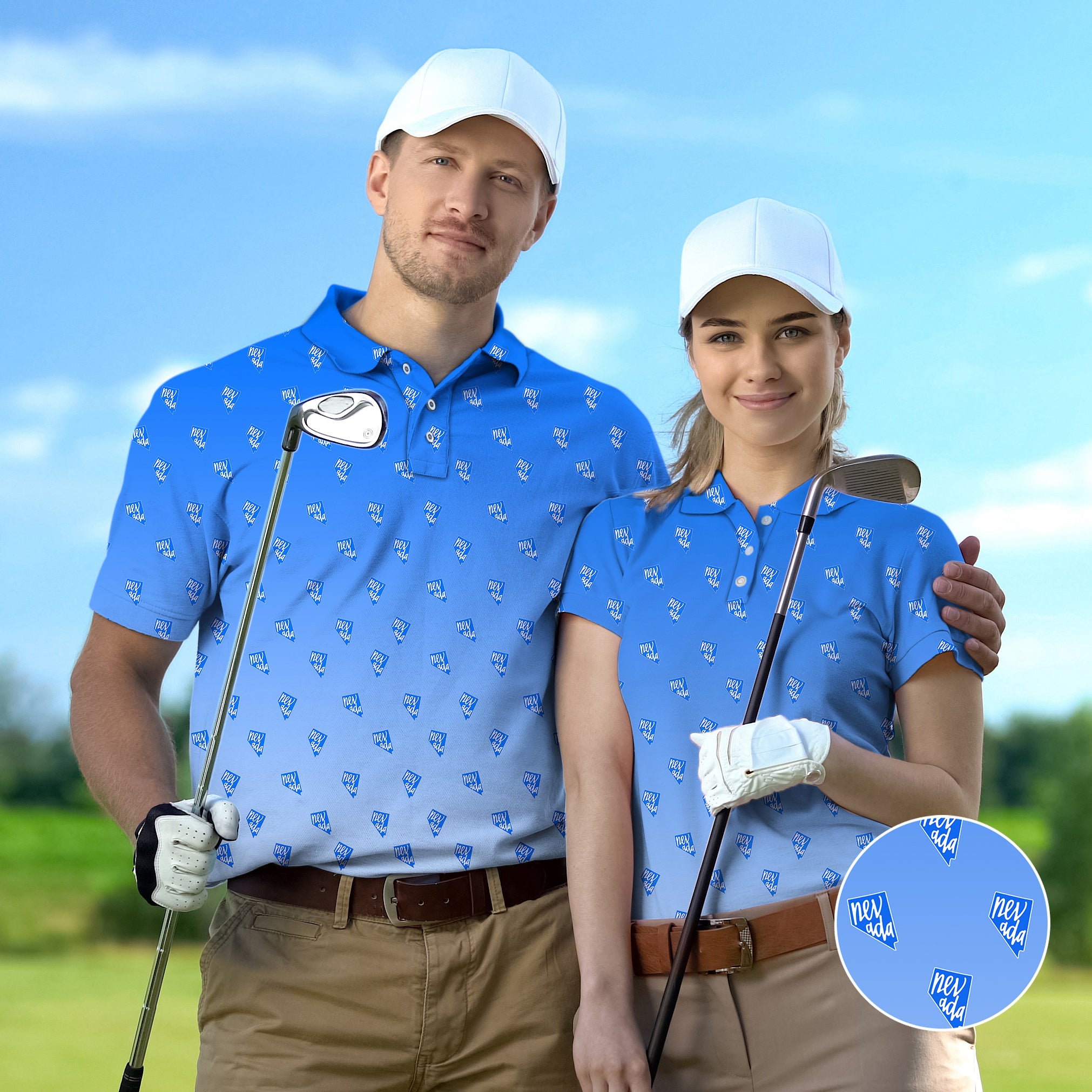 Couple Blue Nevada set Golf Championship Trophy tournament