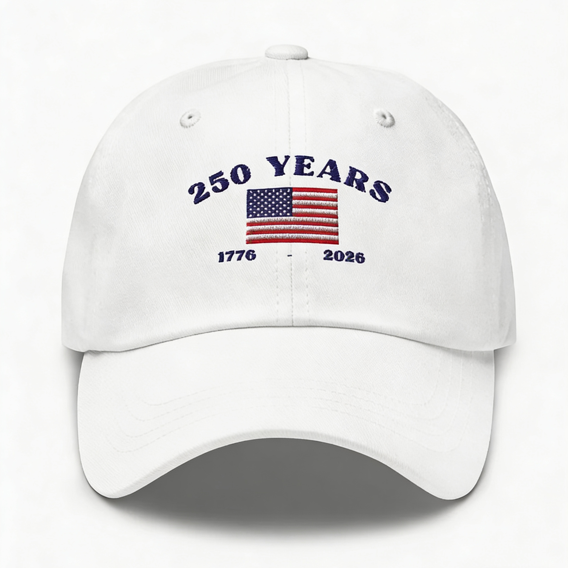 Embroidered The United States Celebrates Its 250th Anniversary of Independence Golf White Name Hats