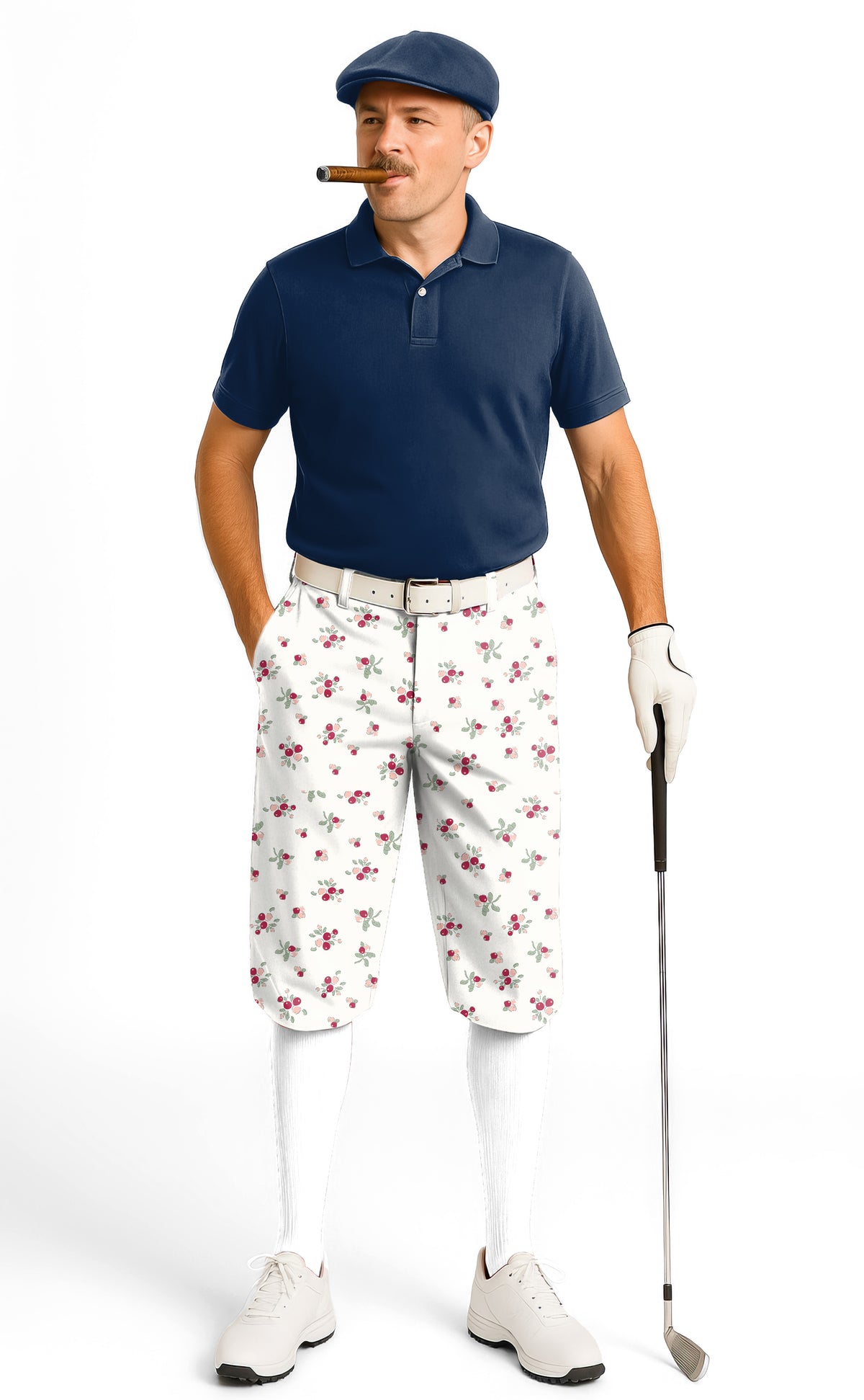 Christmas holly berries Men's Golf Knickers Pants