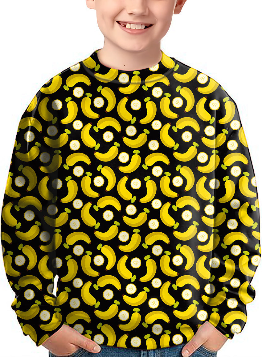 Kids Halloween bananas and banana peels crewneck pullover ugly sweater