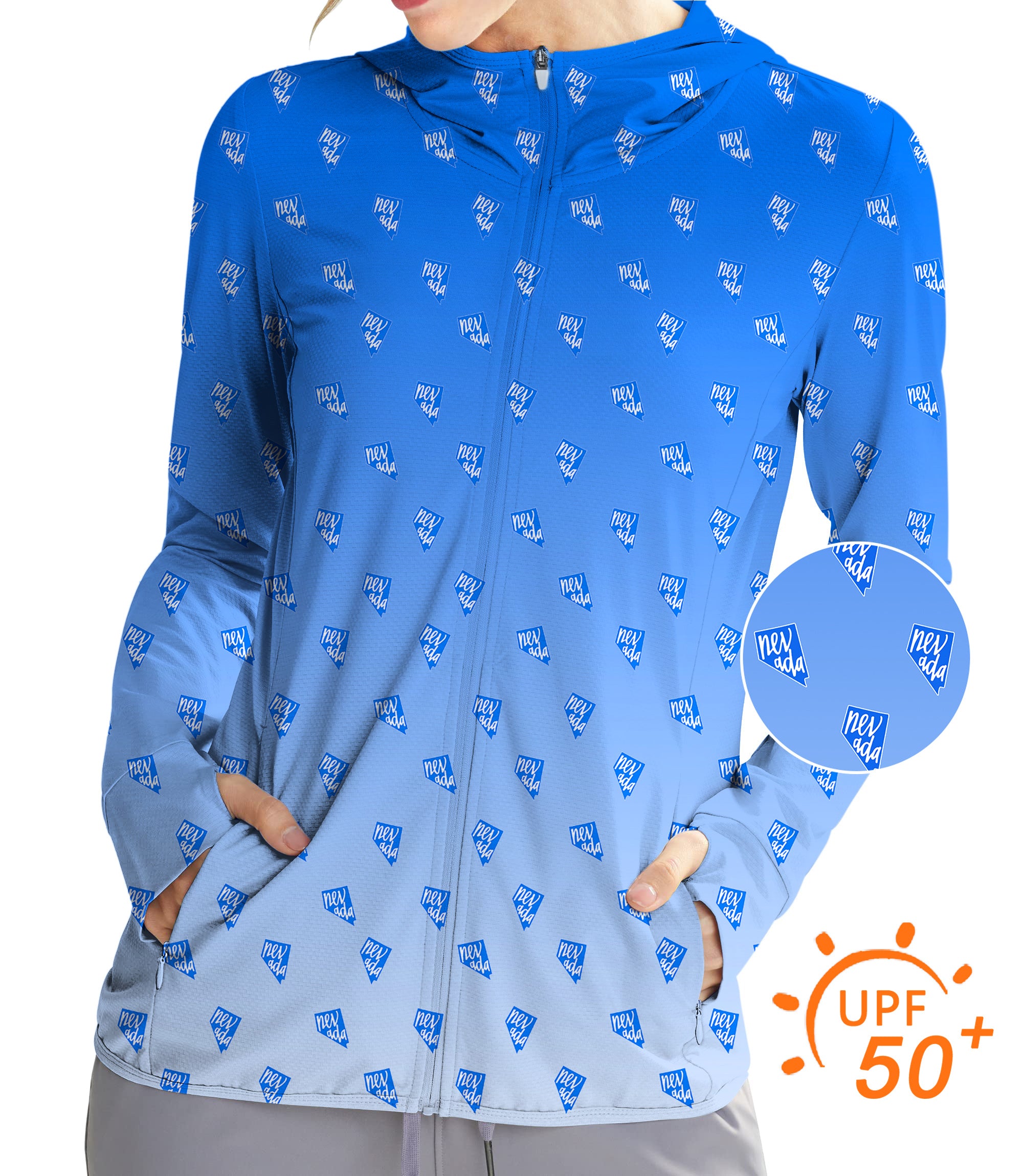 Women's Outdoor Blue Nevada Golf Sun Protection Slim Fit zip hoodies