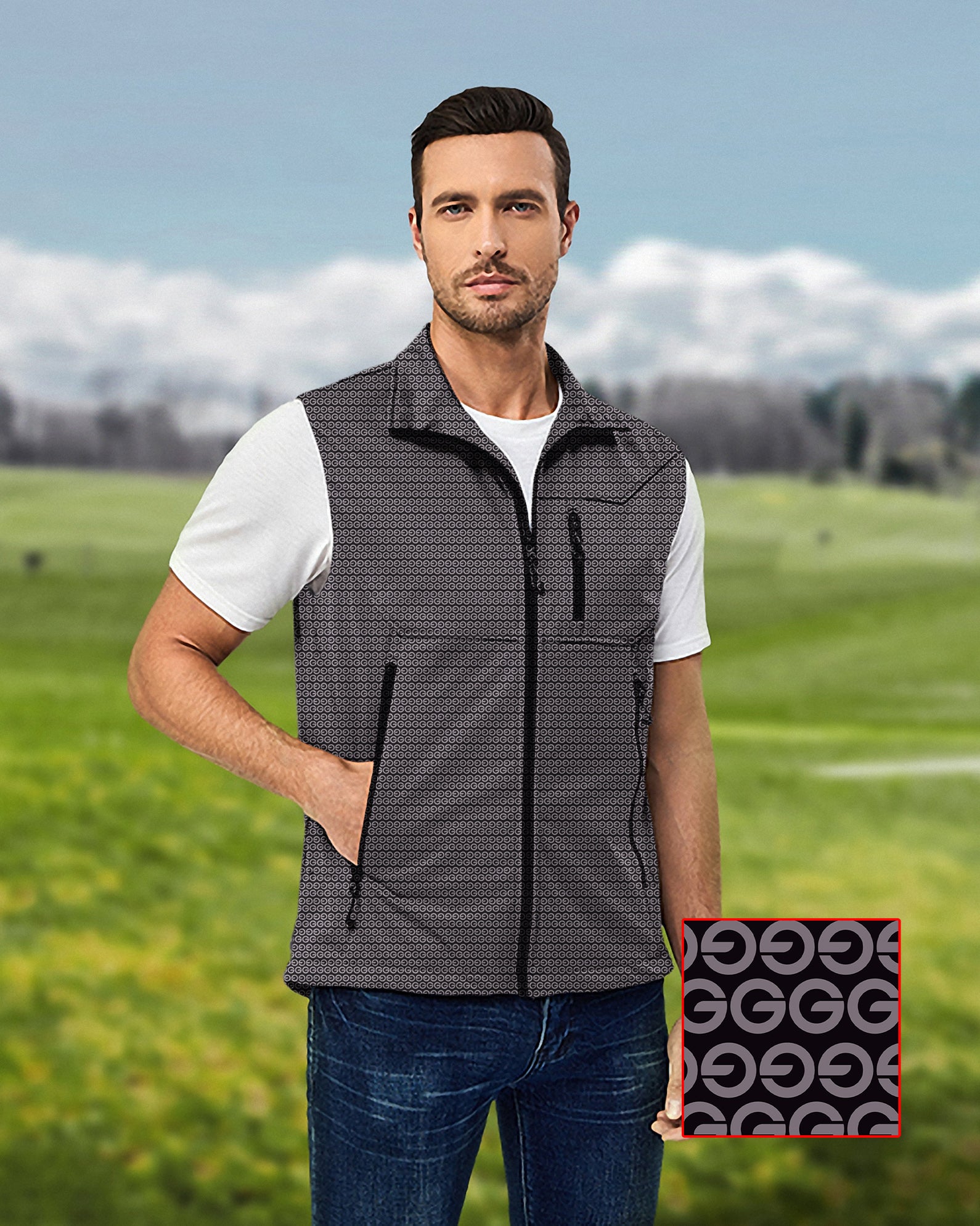 Men’s Brown G Lightweight Softshell Vest sleeveless windproof waterproof golf jacket