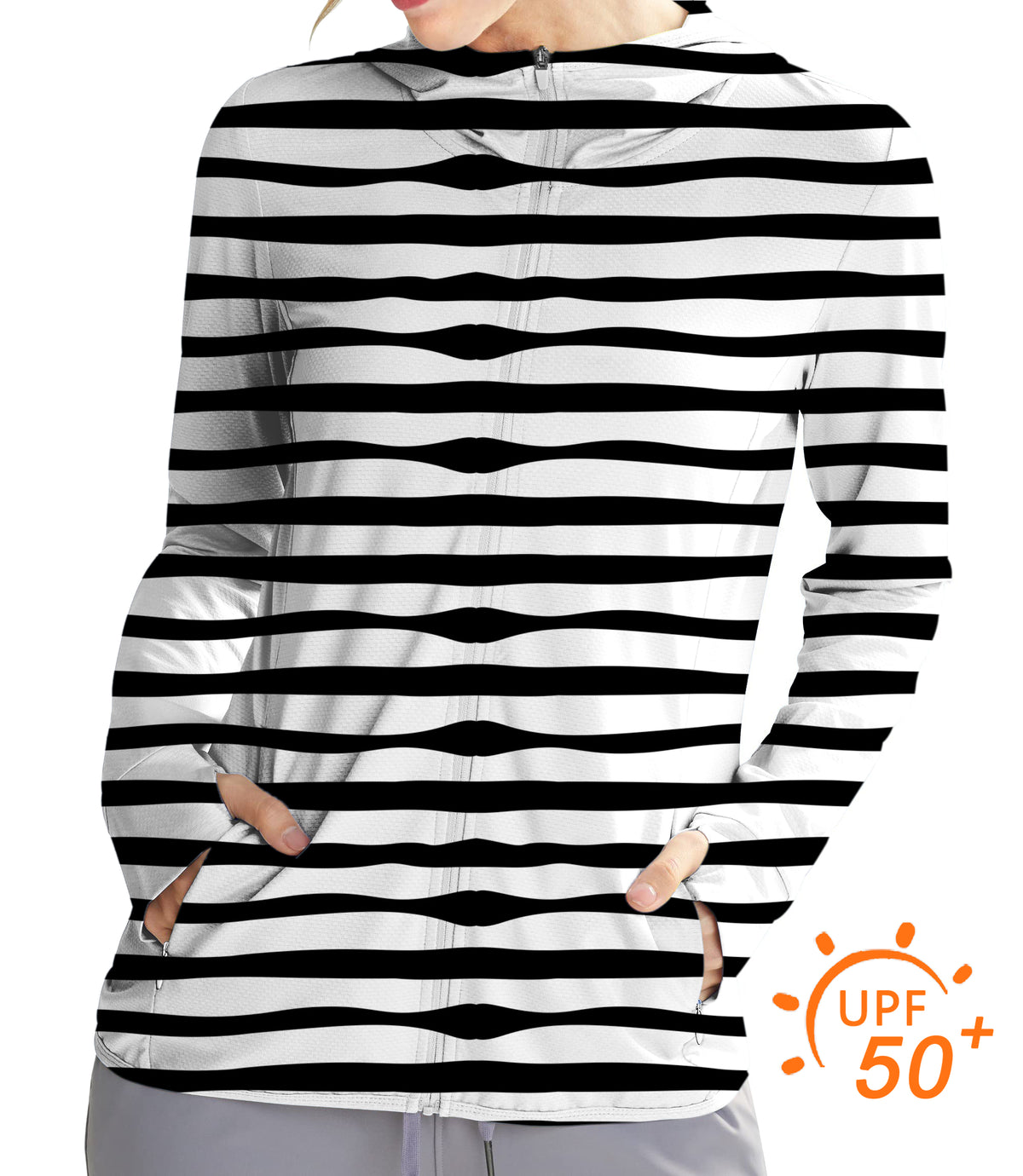 Women's Outdoor Zebra stripes Golf Sun Protection Slim Fit zip hoodies