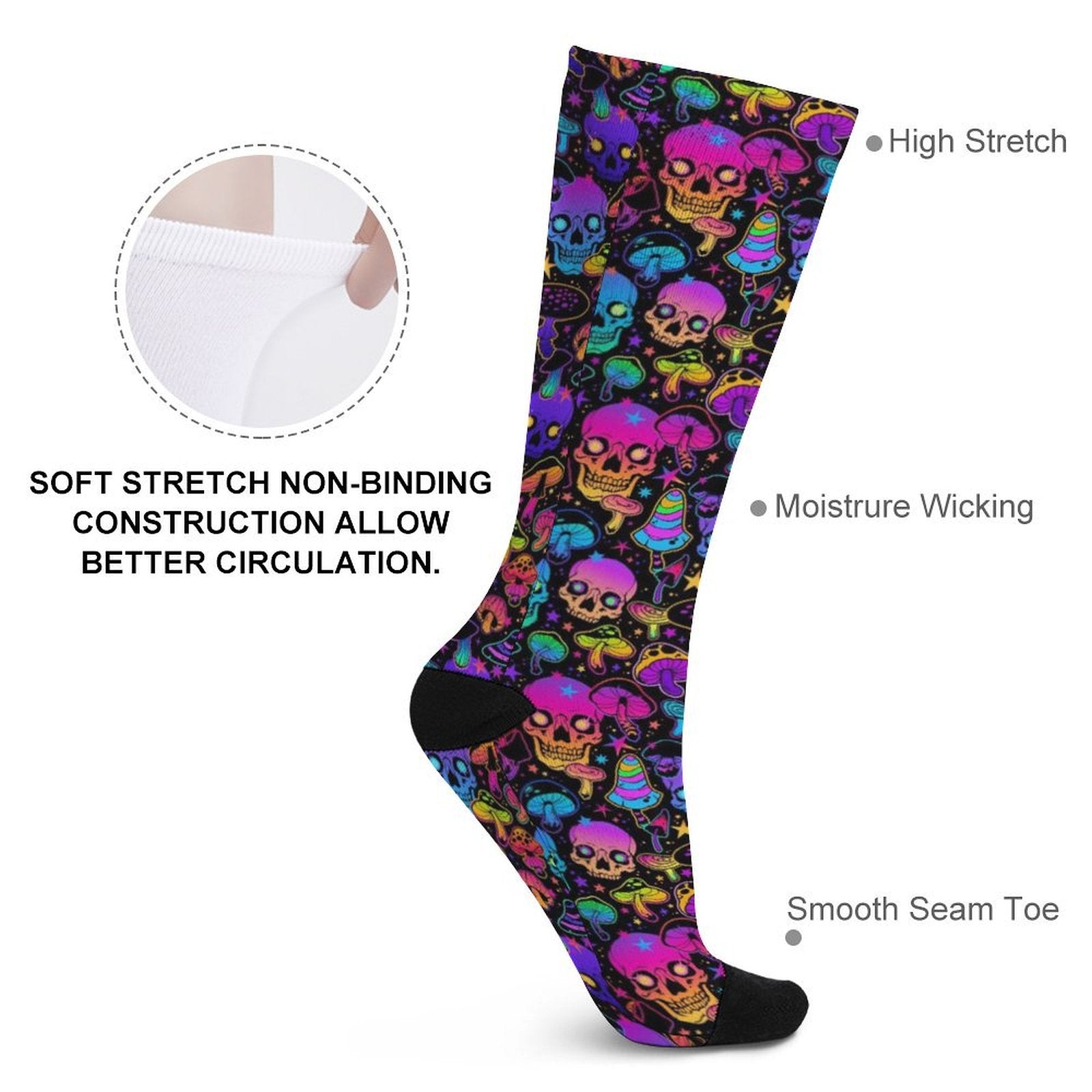 neon skull Prined socks Gifts for Men Women