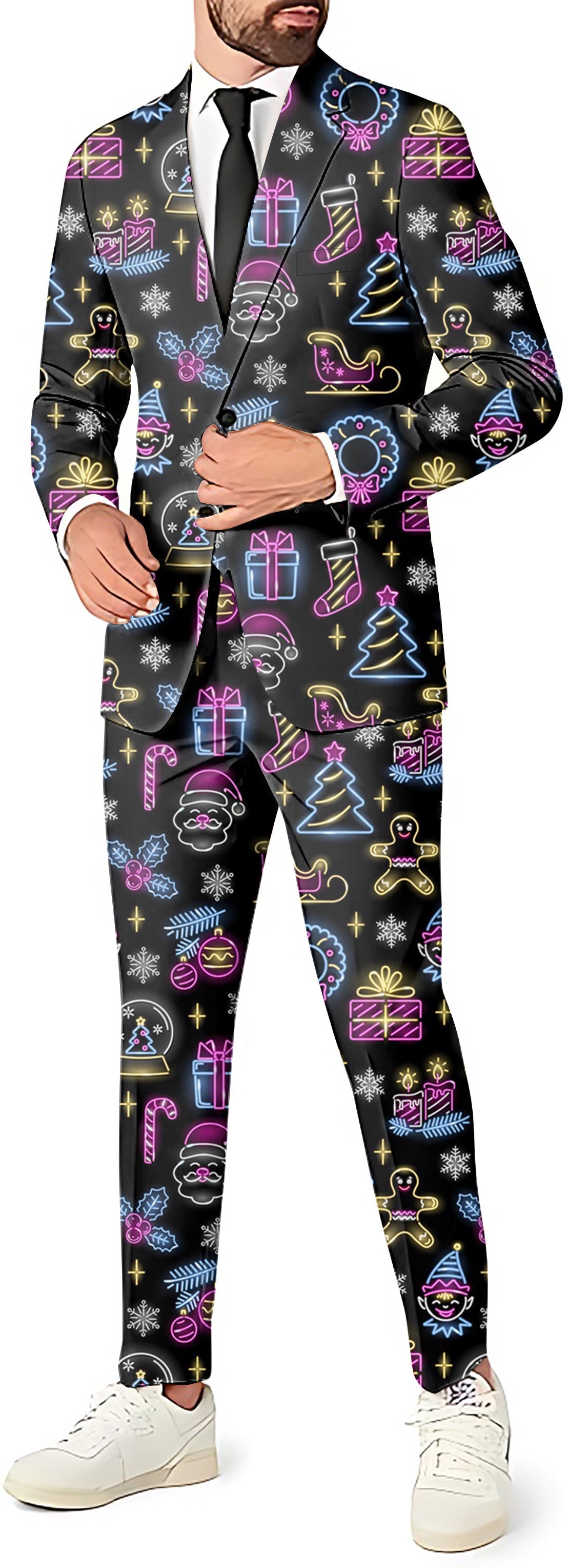 Tis' The Season Neon Men's Party Costumes-Theme Party 3pcs Suit set-Blazer  Pants & Vest