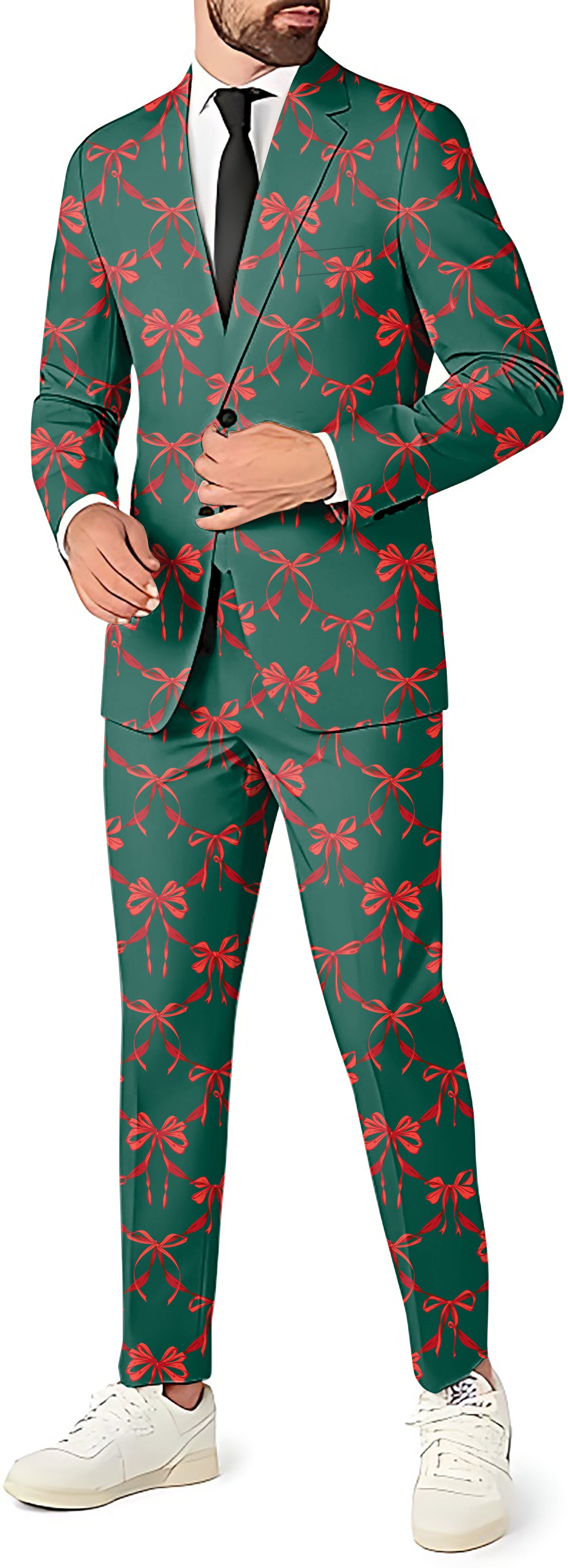 Christmas red knot detail Men's Party Costumes-Theme Party 2 or 3pcs Suit set-Blazer Pants & Vest