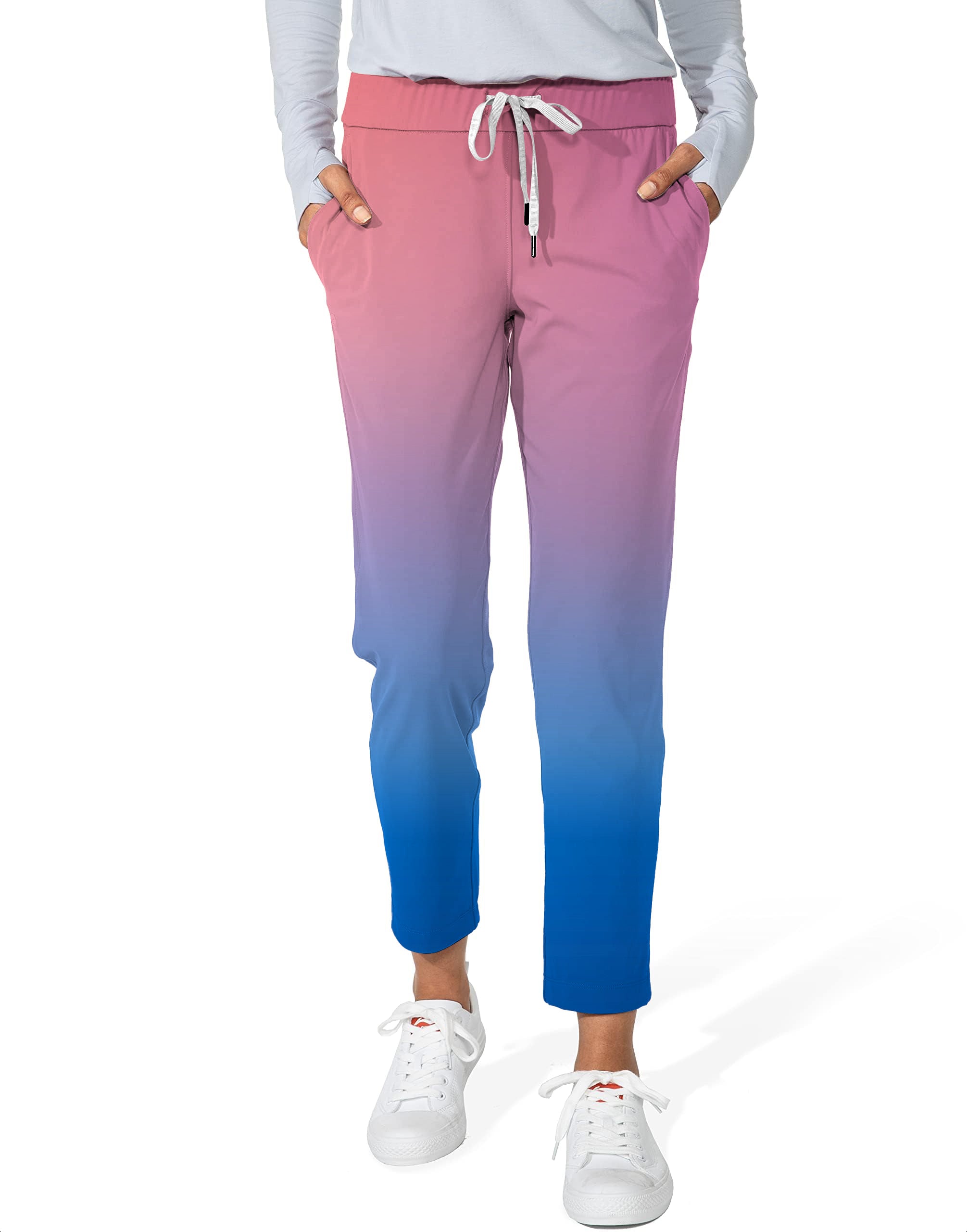 Blue-Pink Gradient Women's 7/8 Stretch Ankle Golf Pants