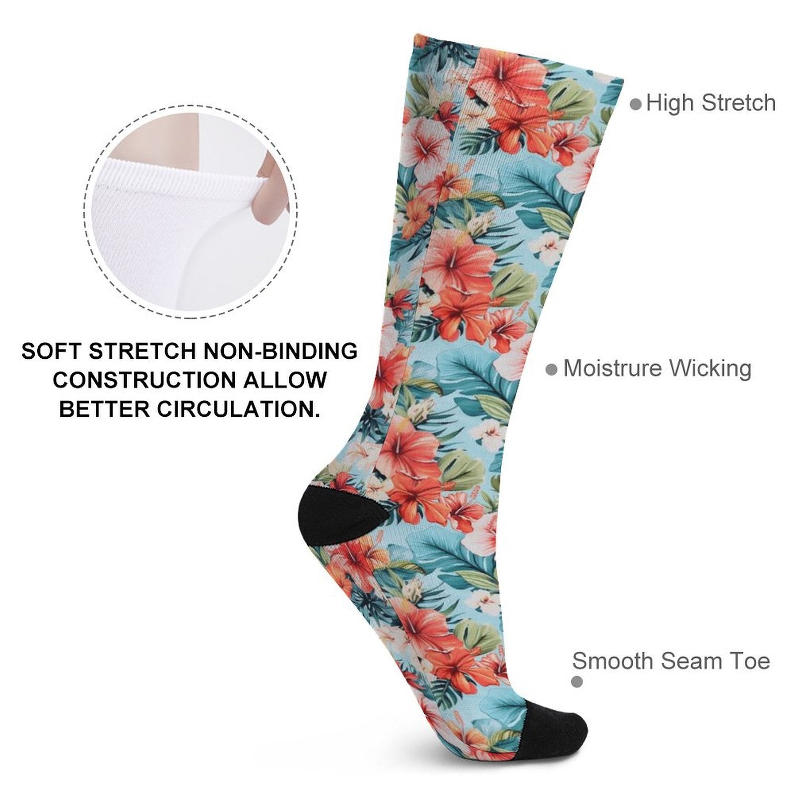 Hawaiian Flowers Prined socks Gifts for Men Women