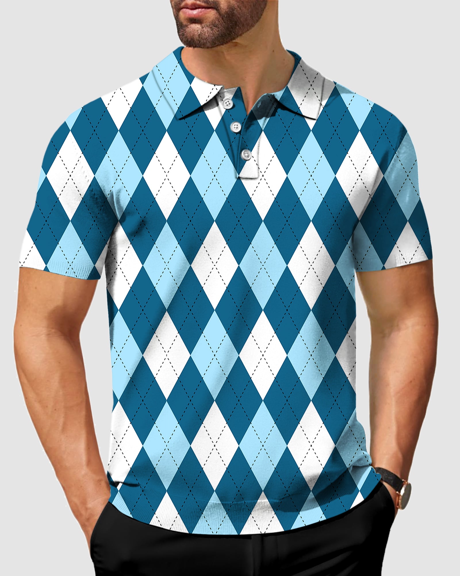 Men's diamond moderate blue Polo