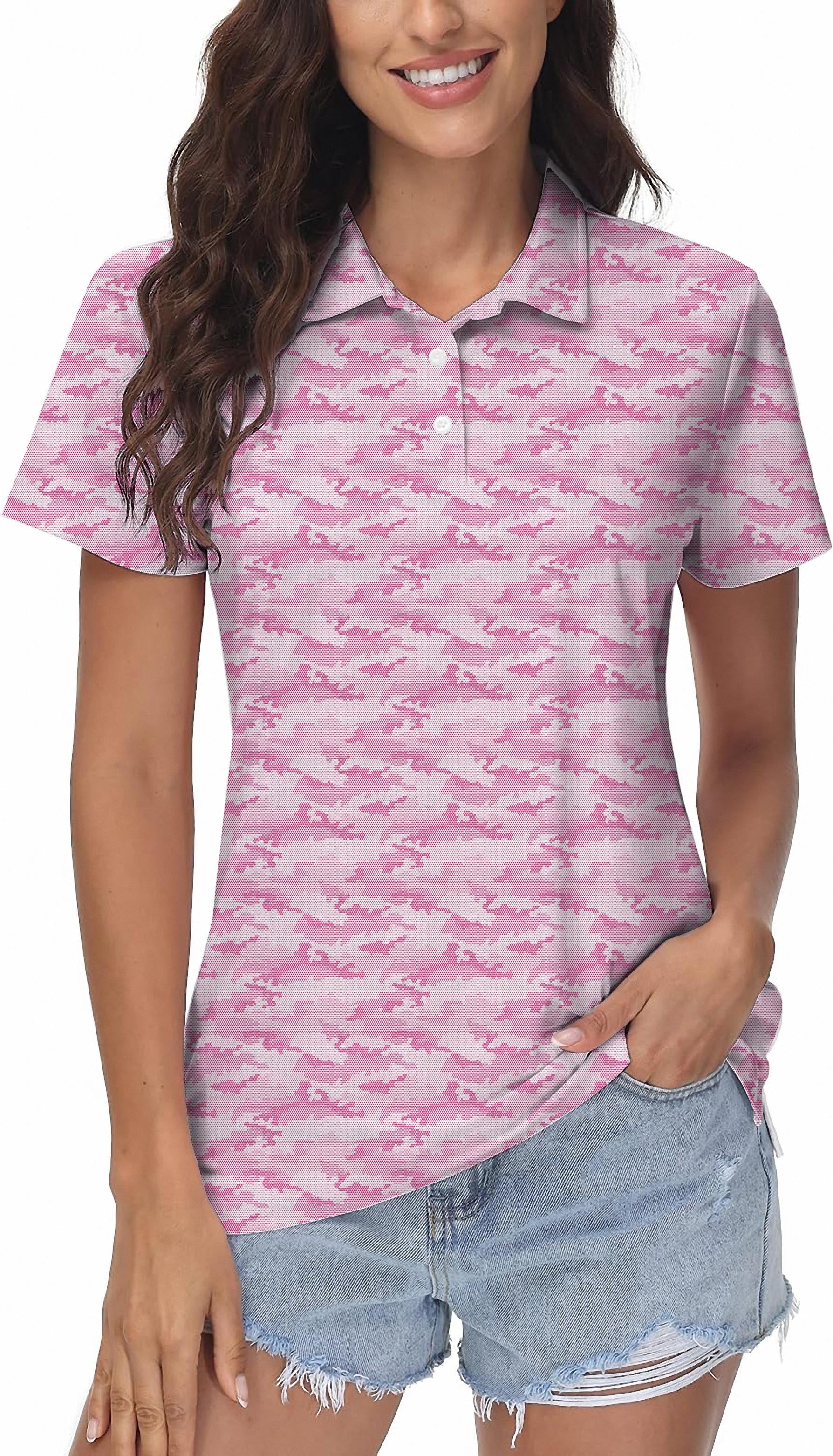 PINK HEX CAMO Women's Golf Polo