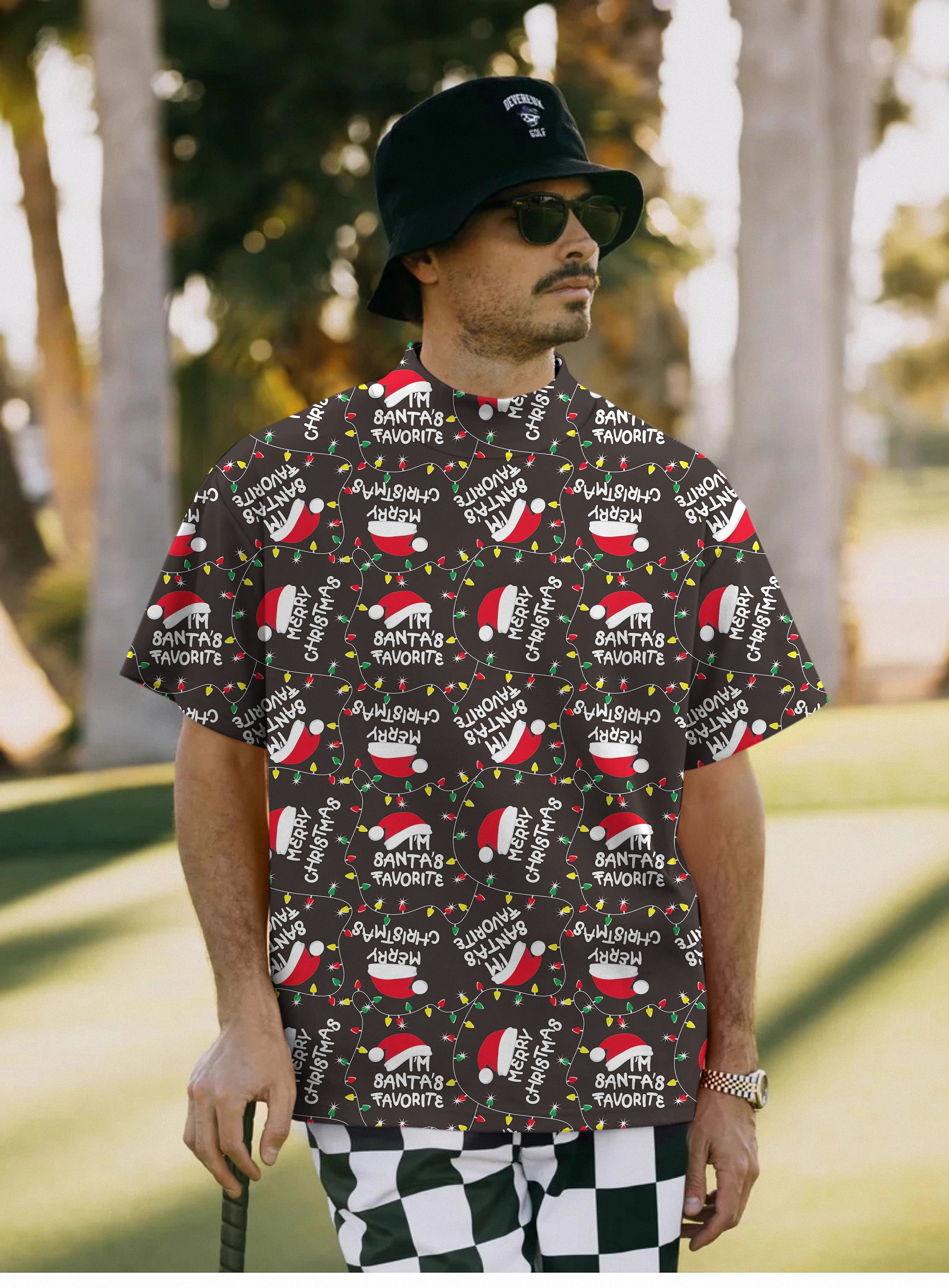 Men's Merry Christmas Pullover High neck Long/Short sleeve T-Shirt