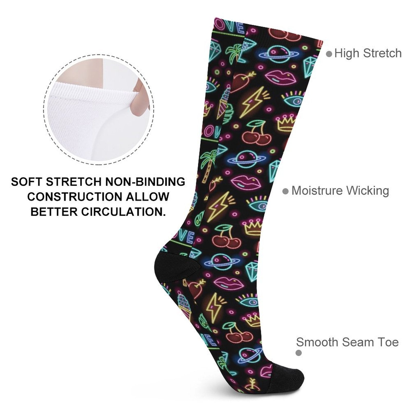 neon summer Prined socks Gifts for Men Women