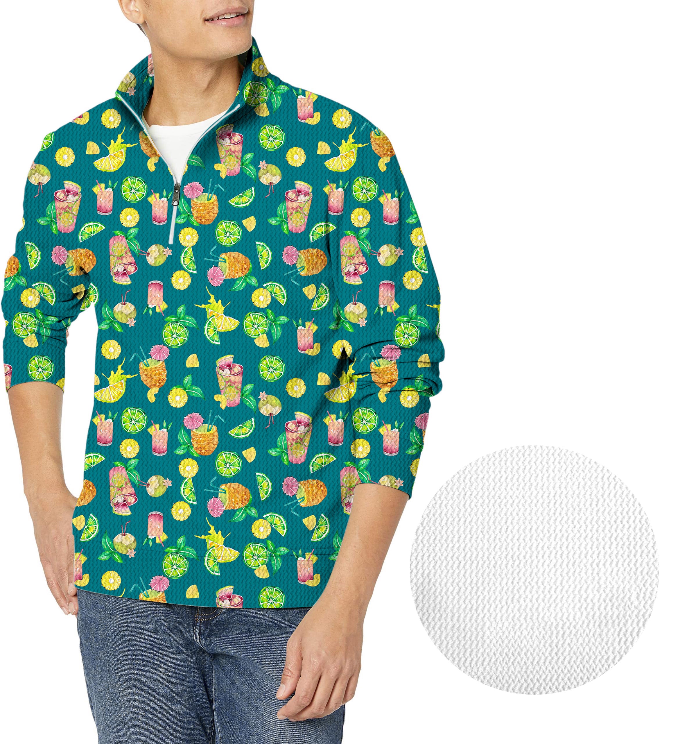 Tropical Paradise-Men's Golf Waffle Zipper Pullover