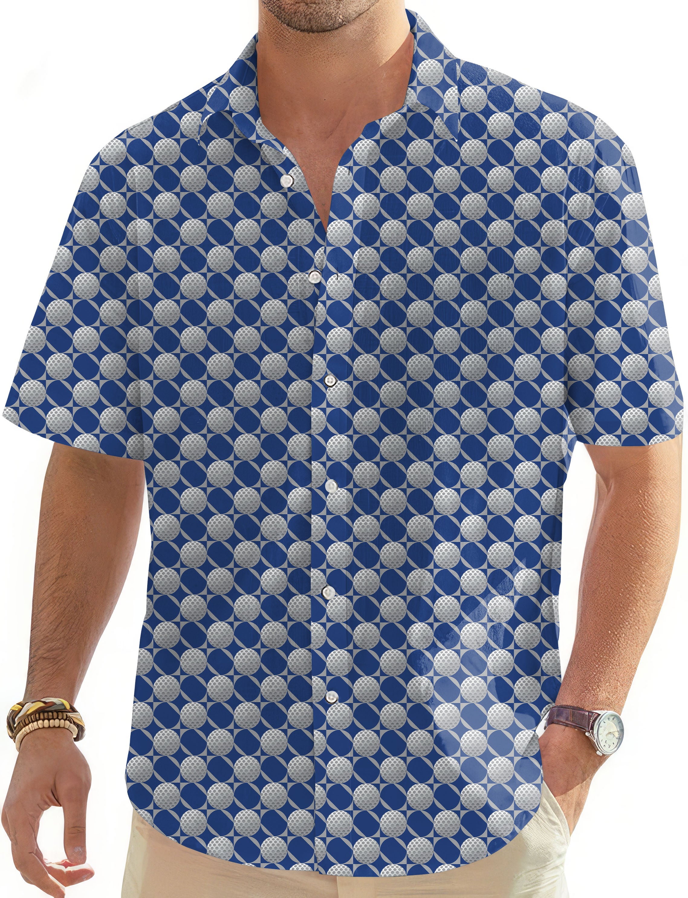 blue golf ball-Men's Golf Hawaiian Shirts Button Down Shirt limited edition