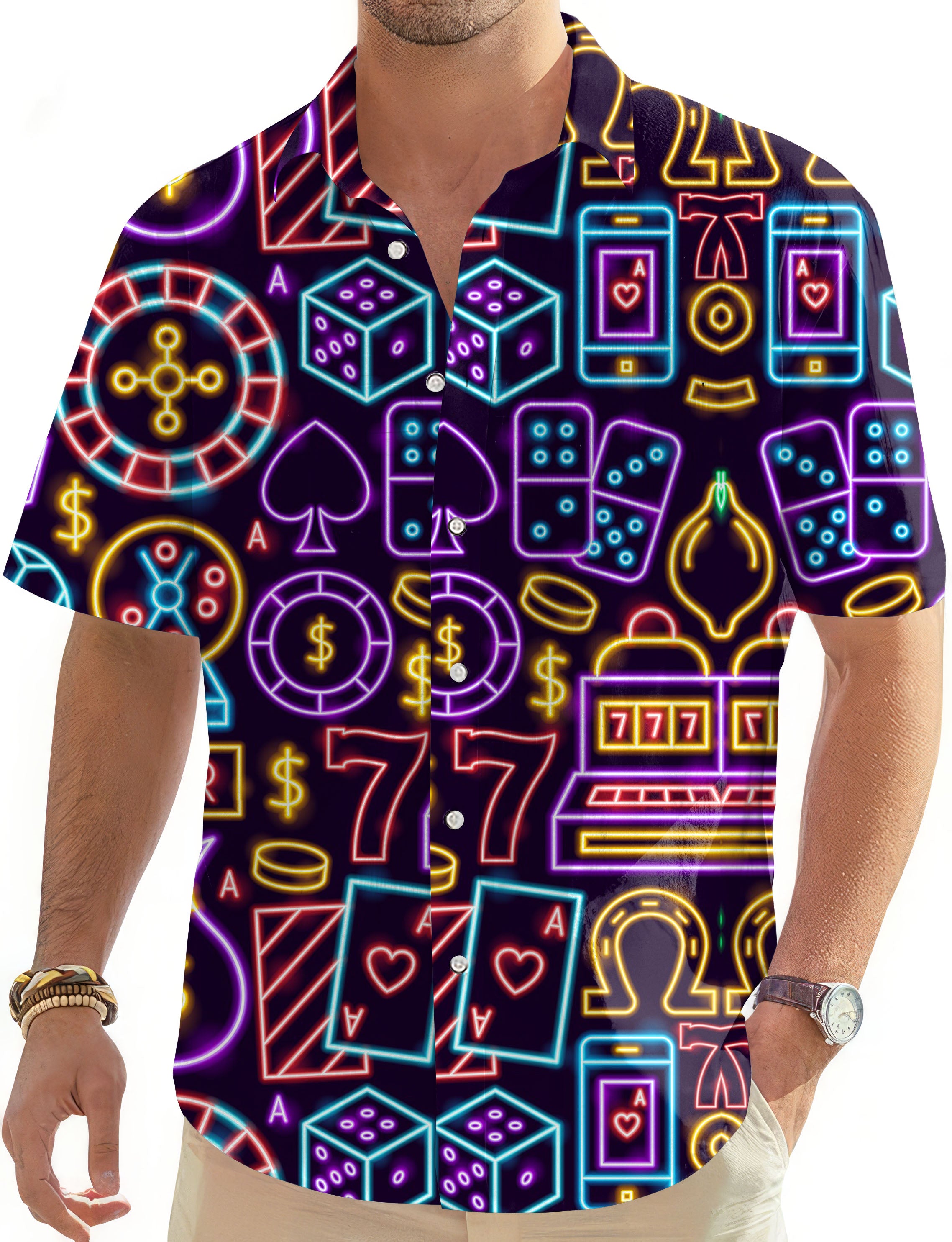 Money Shot BANKROLL-Men's Golf Hawaiian Shirts Button Down Shirt