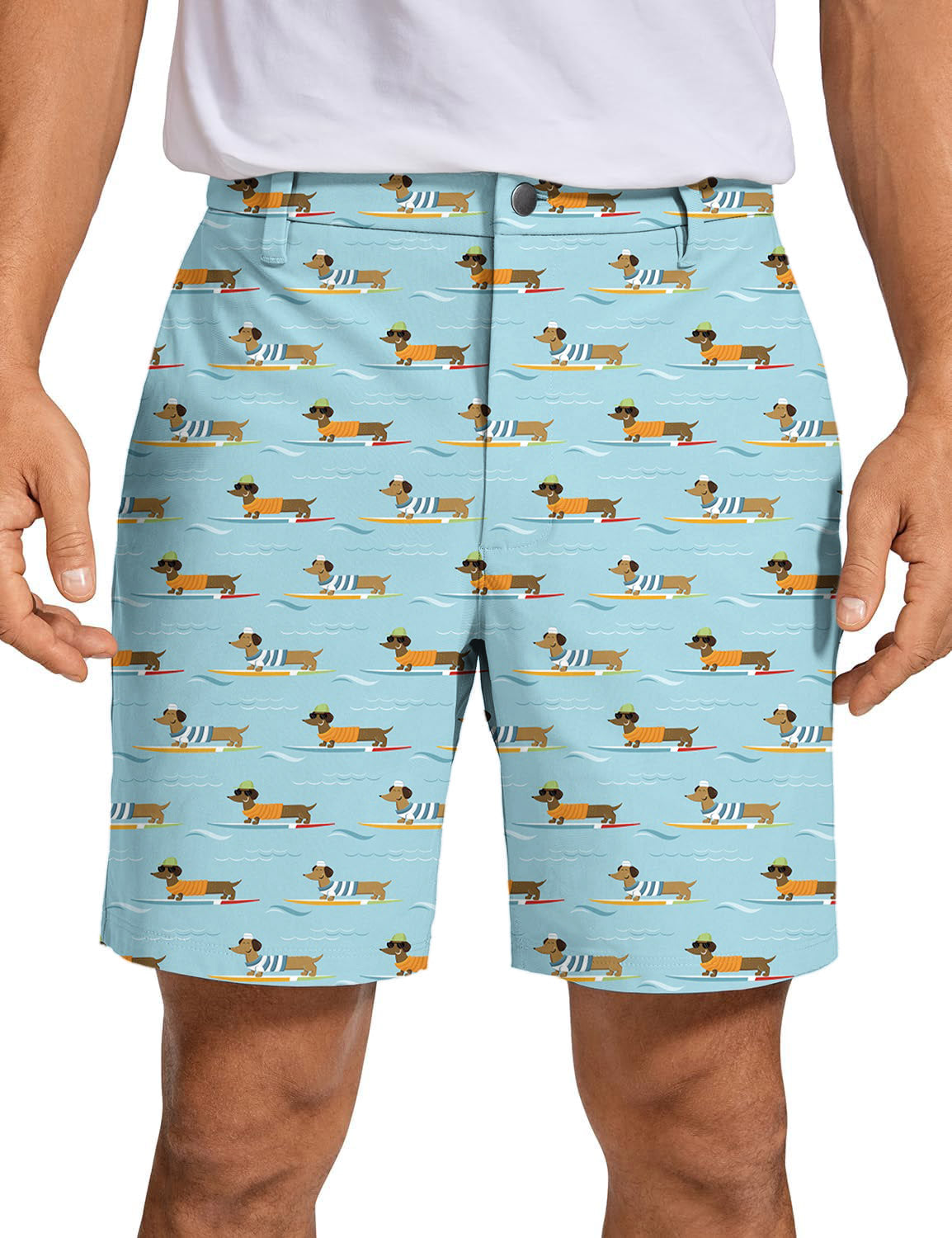 Men's Dachshund Surfing Golf Shorts