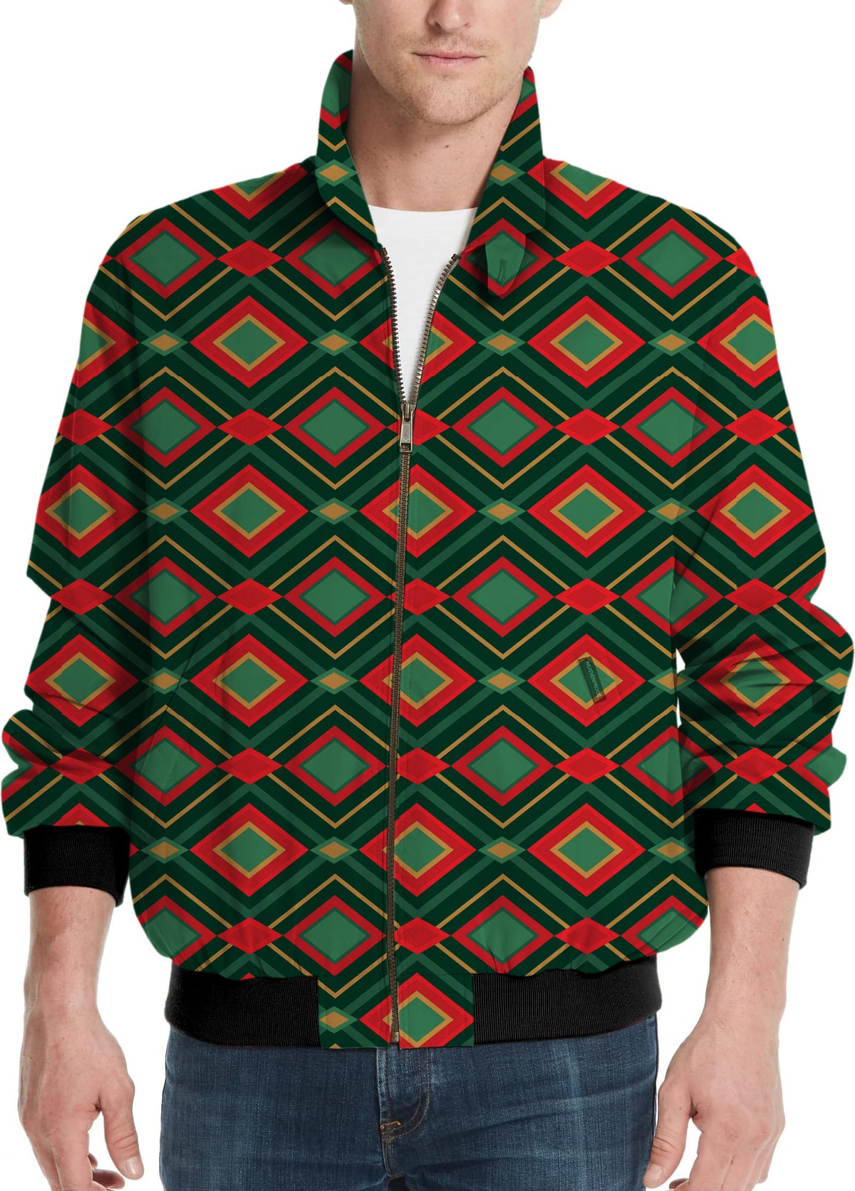 Christmas Argyle Men's Golf Windbreaker Light Jacket