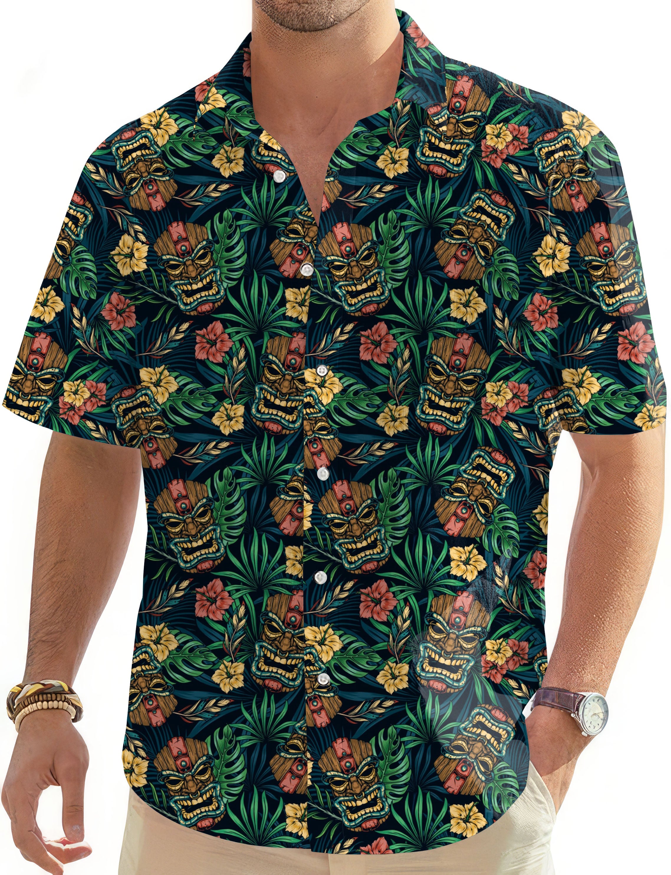 Masked Sacrifice-Men's Golf Hawaiian Shirts Button Down Shirt