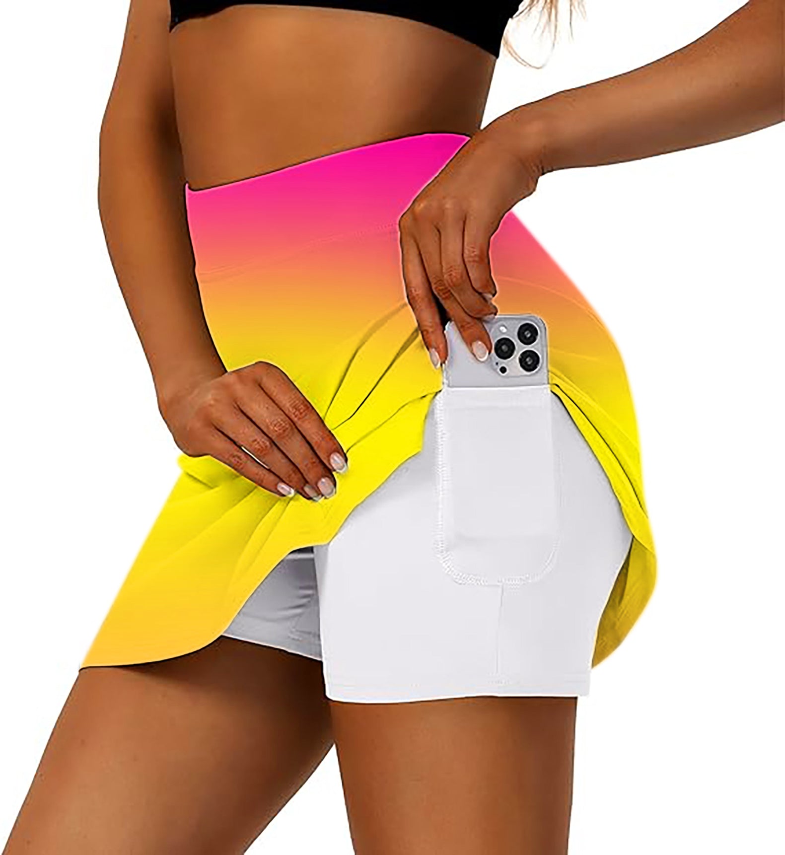 Women's Neon Gradients Golf Skirts Inner Shorts Pocket