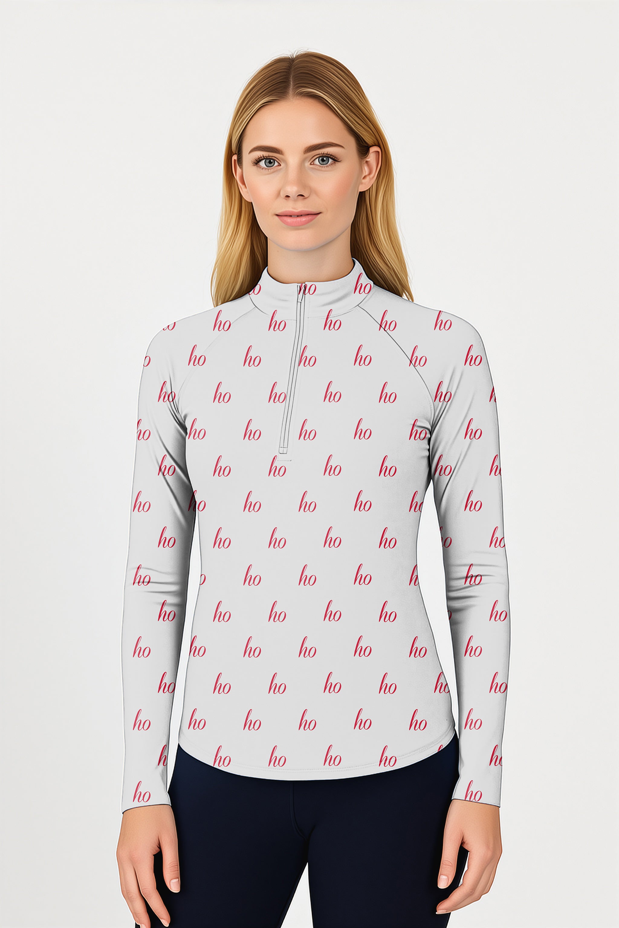Grey Custom Name Christmas Women's Golf Active 3/4 Zip Top