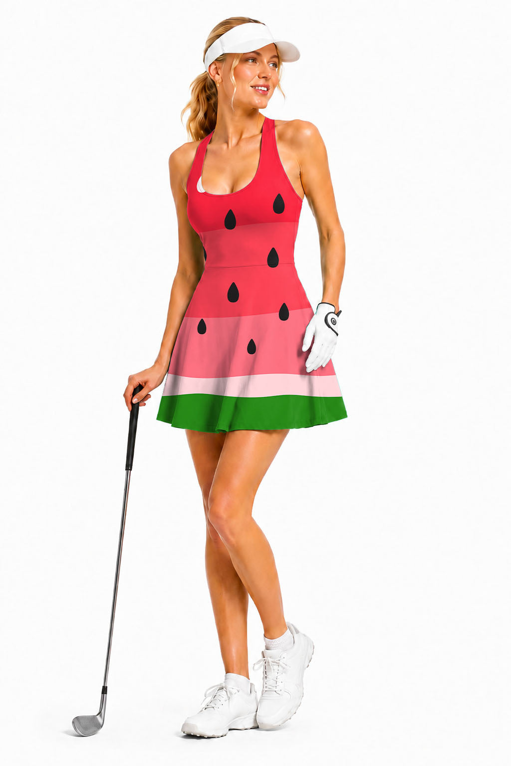watermelon Women's Halter Golf Sleeveless Backless A-Line Short Skort Dress