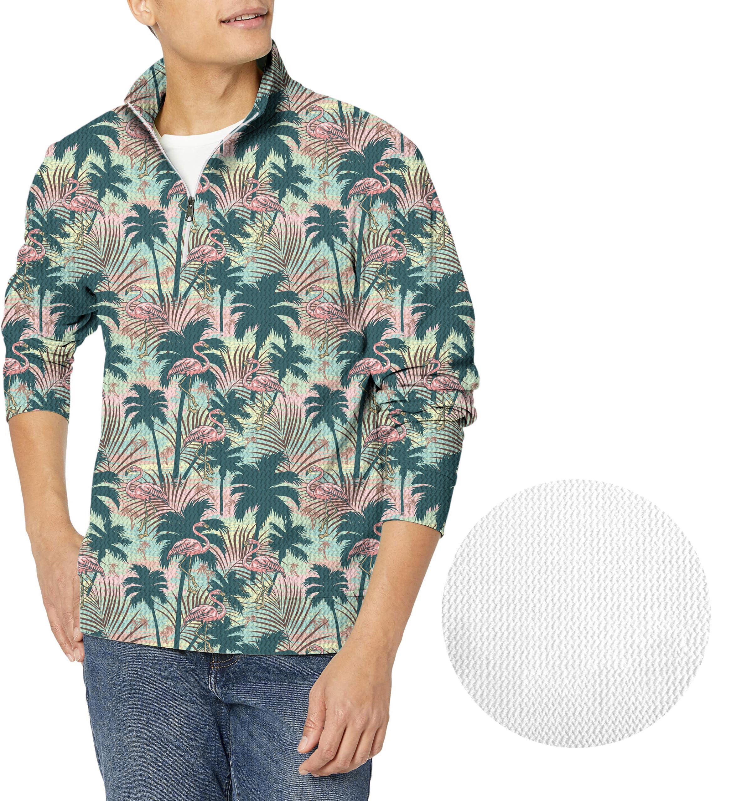 Dazed Flamingo-Men's Golf Waffle Zipper Pullover