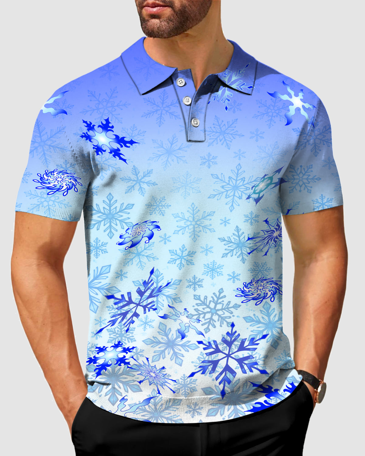 Men's Snow Flake Designer style Sam’s Weird Studio Polo Sam’s Weird Studio