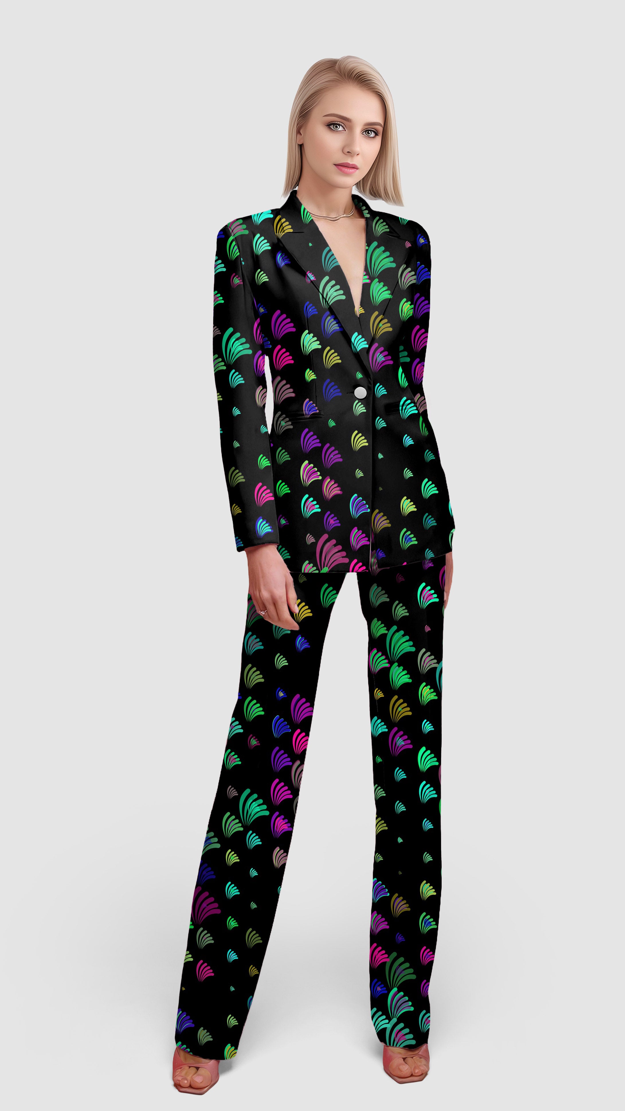 radient color-Women's Blazer Casual Work Office Blazer Suit set
