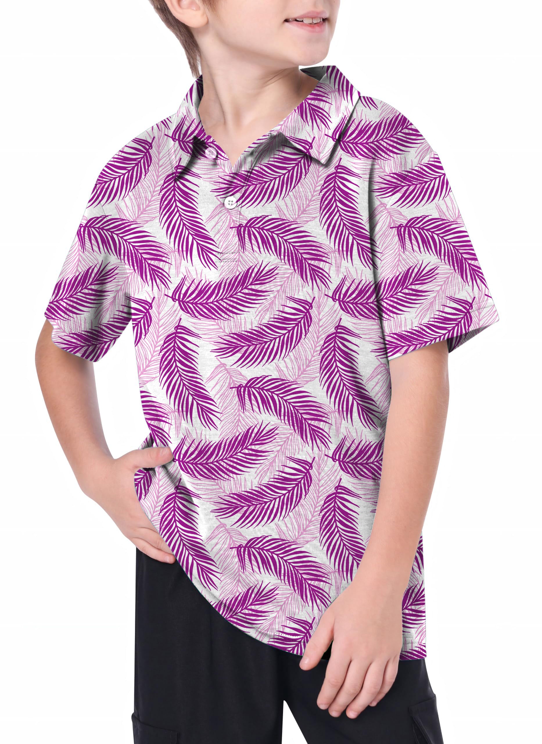Youth Purple Palms Golf Polo