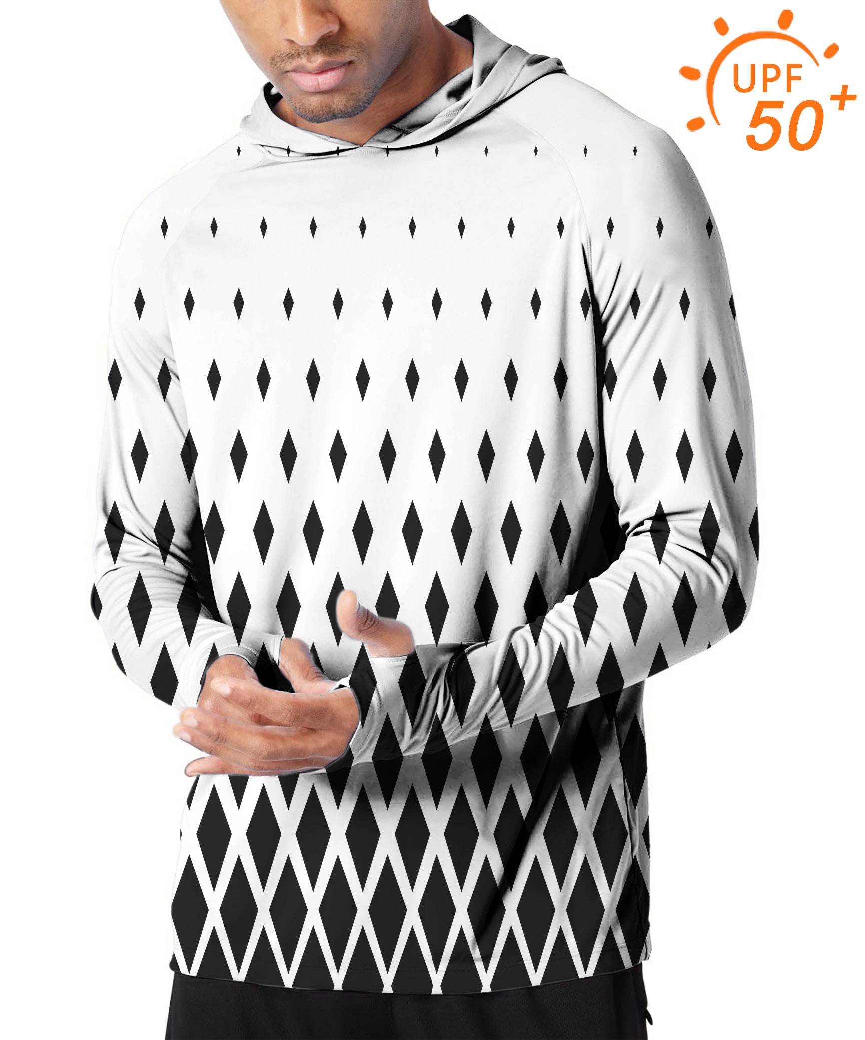 Men's Outdoor White Black Gradient Golf Sun Protection Slim Fit hoodies