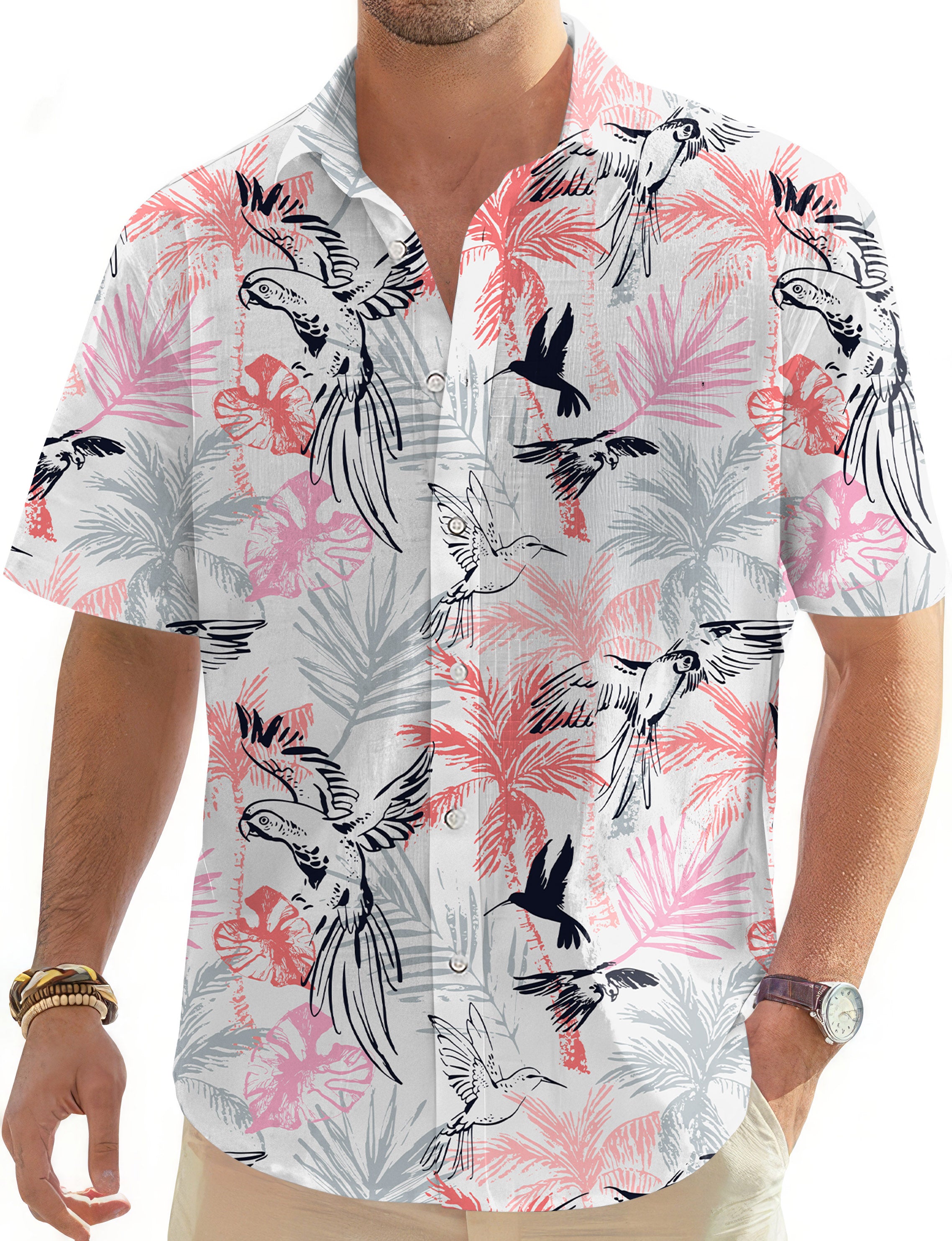 Birdie Bliss Men's Golf Hawaiian Shirts Button Down Shirt