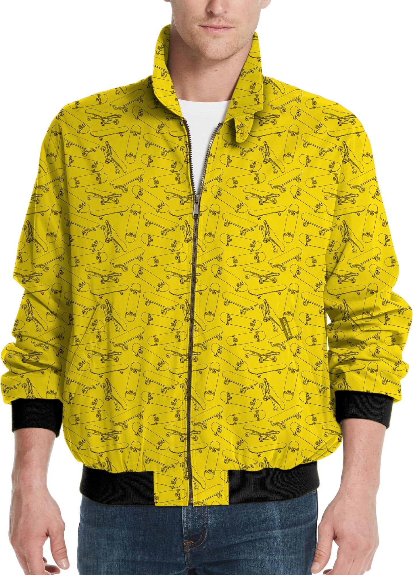 Yellow skateboard men's golf windbreaker light jacket with custom print