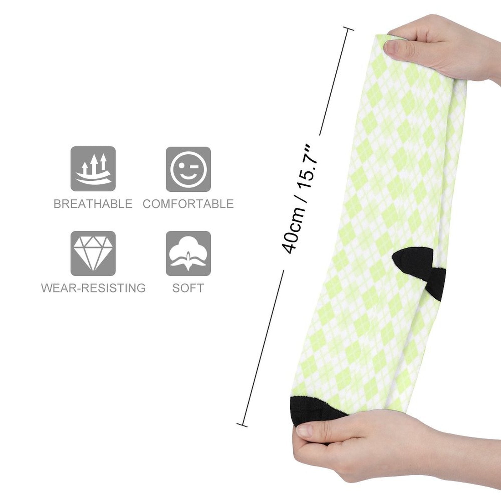 green grid Prined socks Gifts for Men Women