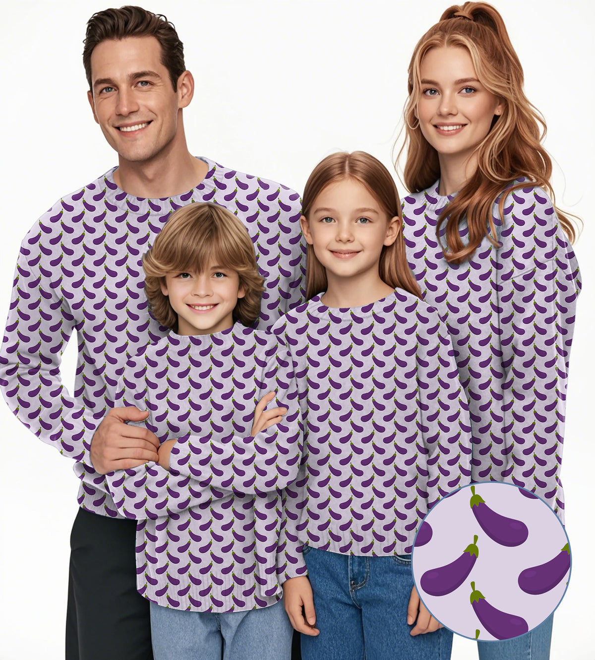 Purple eggplant Crewneck Pullover Ugly Sweater Men Women boy girl family