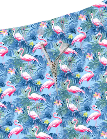 Men Tropical birds pink flamingo Golf Shorts