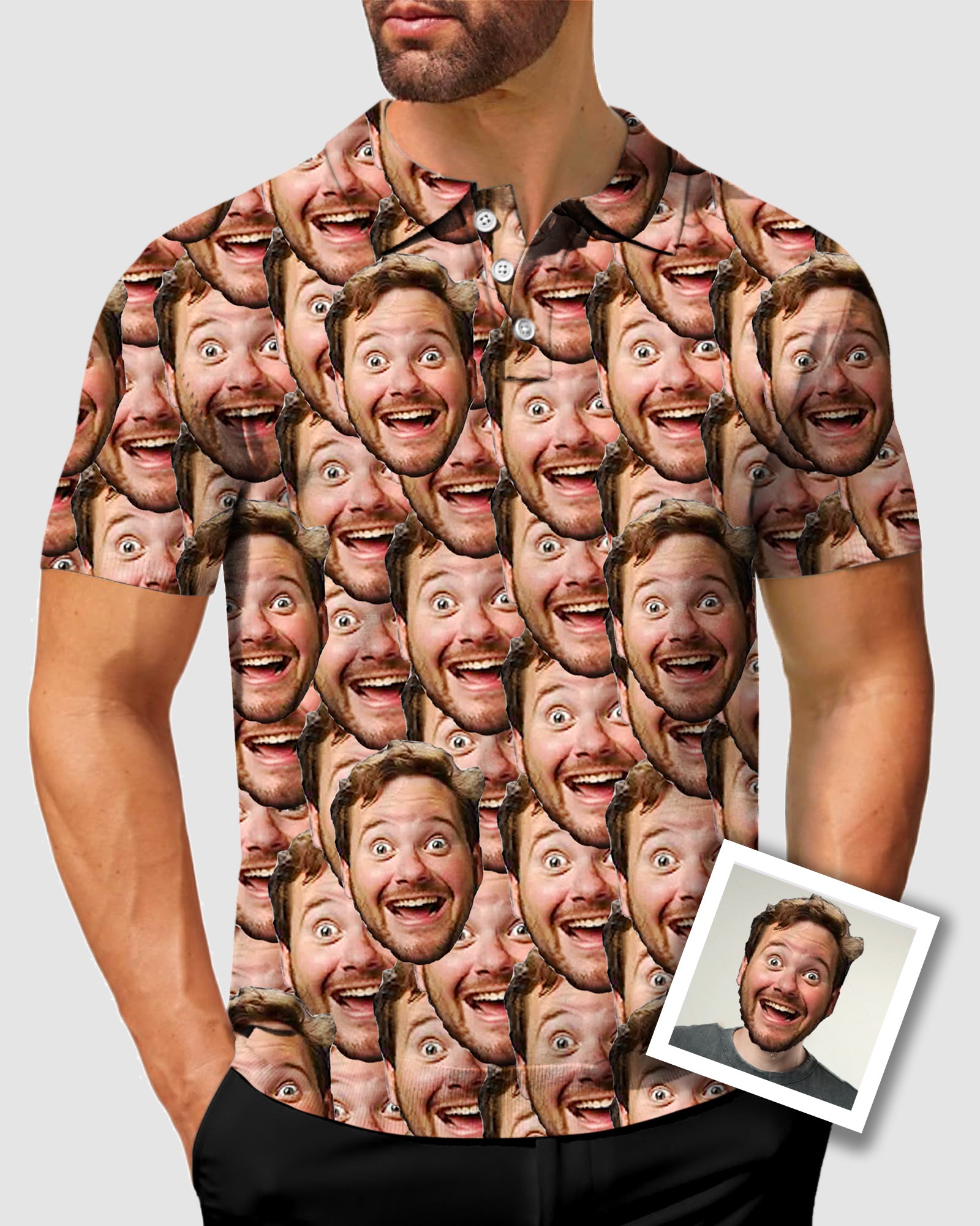 Men Custom Photo All Funny Faces Golf Polo